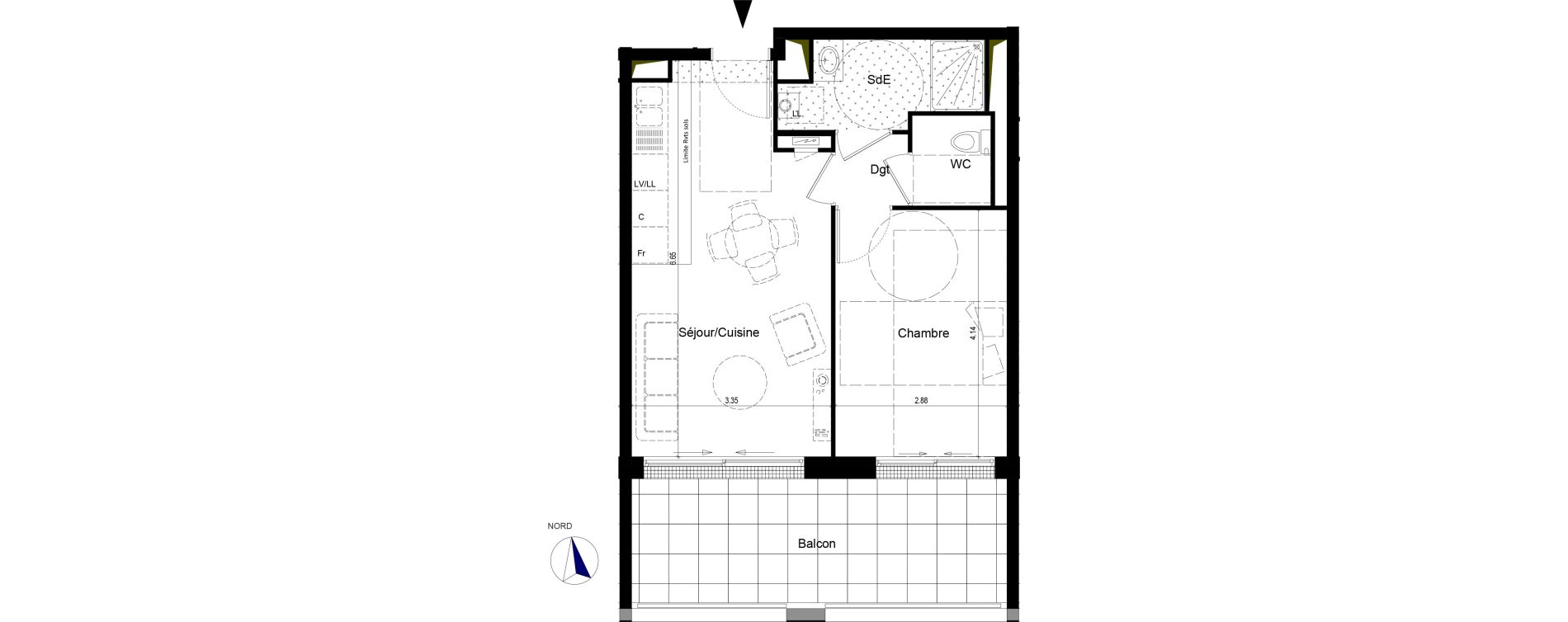 Appartement T2 de 40,35 m2 &agrave; La Chapelle-Sur-Erdre Centre