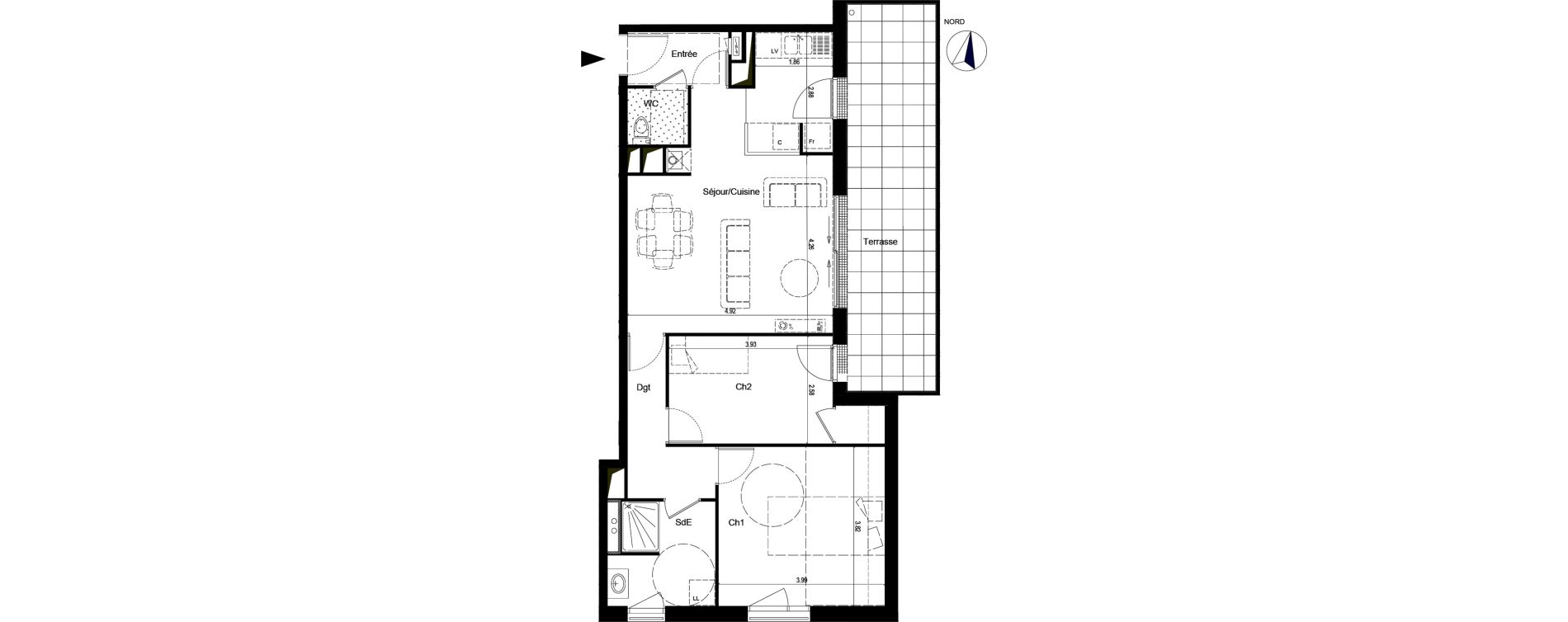 Appartement T3 de 70,89 m2 &agrave; La Chapelle-Sur-Erdre Centre