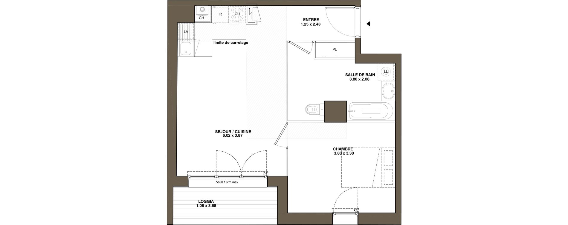 Appartement T2 de 46,63 m2 &agrave; La Chapelle-Sur-Erdre Plessis - coutanci&egrave;re