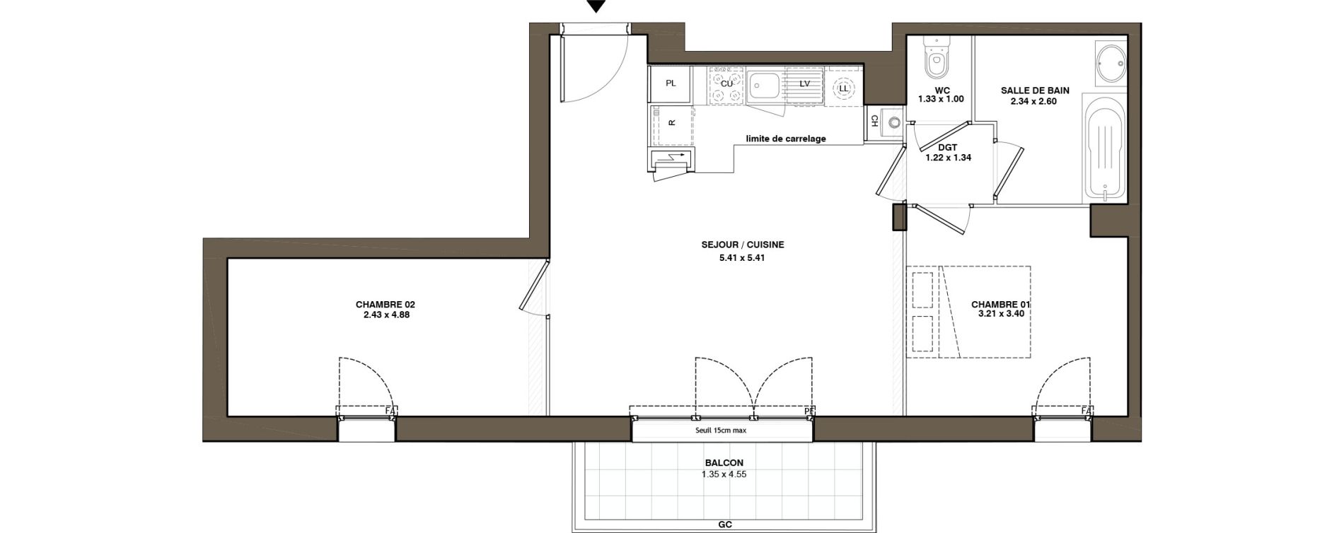 Appartement T3 de 59,96 m2 &agrave; La Chapelle-Sur-Erdre Plessis - coutanci&egrave;re