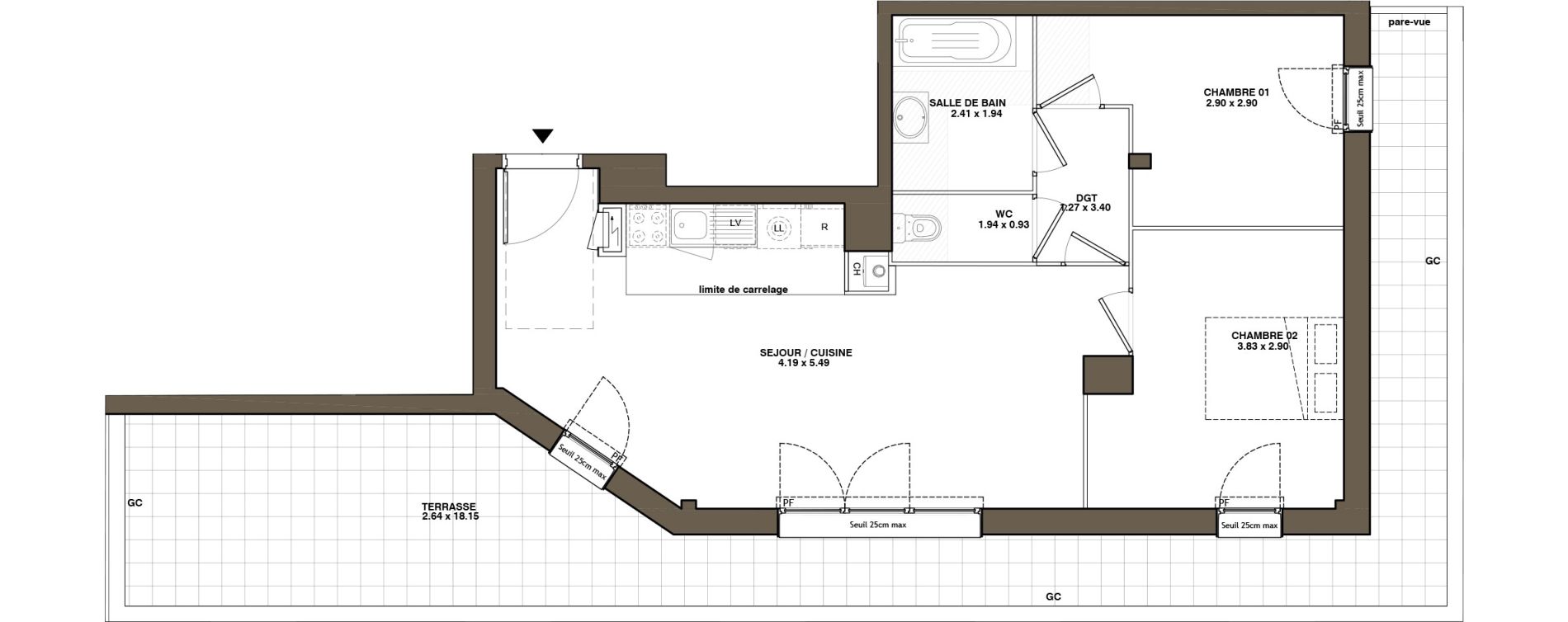 Appartement T3 de 61,14 m2 &agrave; La Chapelle-Sur-Erdre Plessis - coutanci&egrave;re