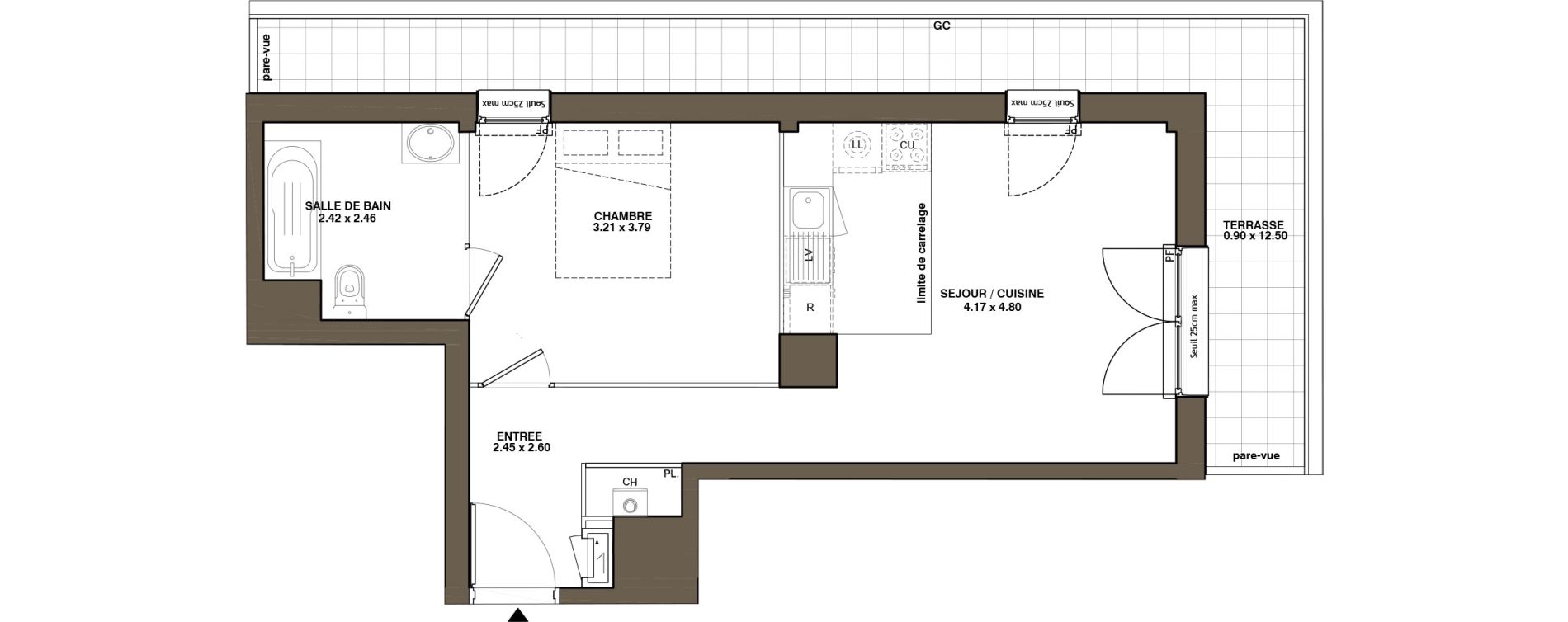 Appartement T2 de 43,58 m2 &agrave; La Chapelle-Sur-Erdre Plessis - coutanci&egrave;re