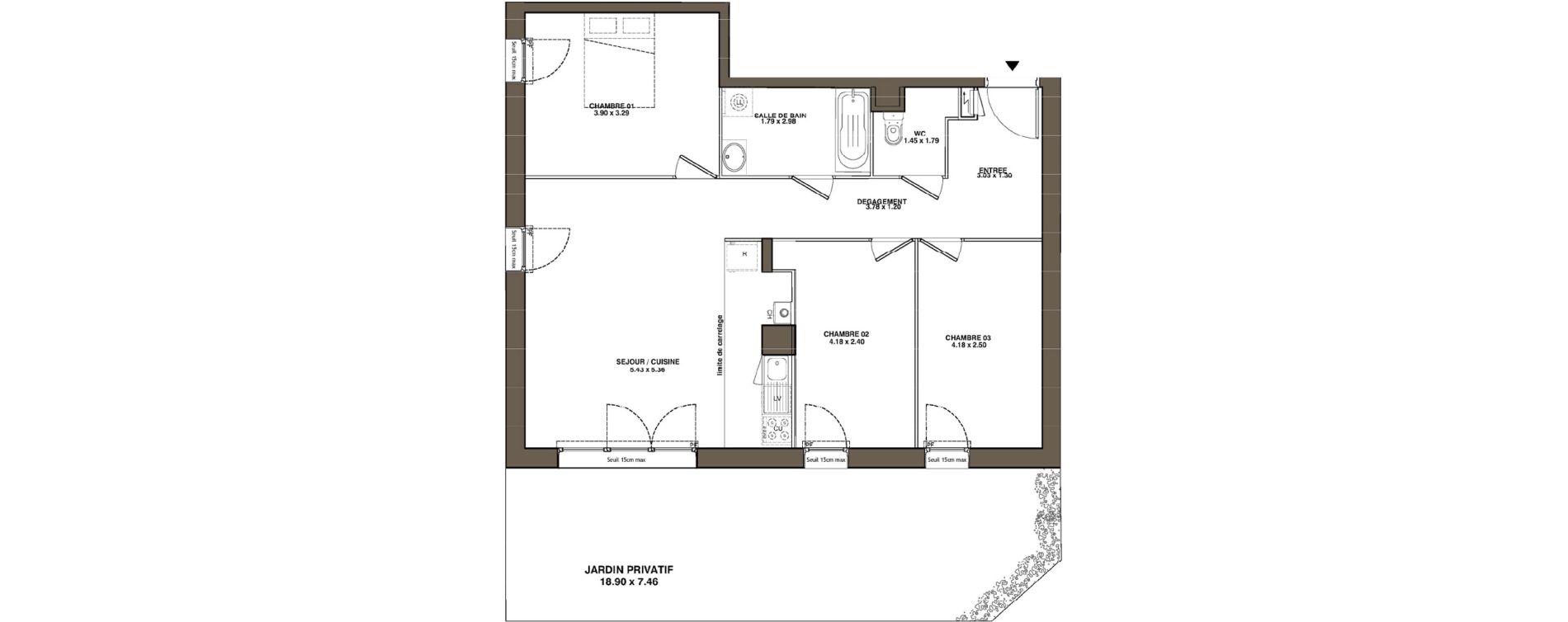 Appartement T4 de 78,54 m2 &agrave; La Chapelle-Sur-Erdre Plessis - coutanci&egrave;re