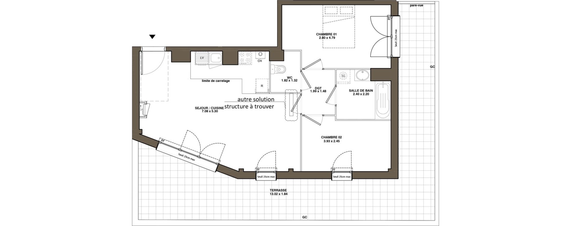 Appartement T3 de 62,27 m2 &agrave; La Chapelle-Sur-Erdre Plessis - coutanci&egrave;re