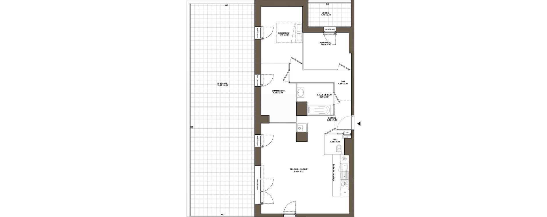 Appartement T4 de 86,58 m2 &agrave; La Chapelle-Sur-Erdre Plessis - coutanci&egrave;re