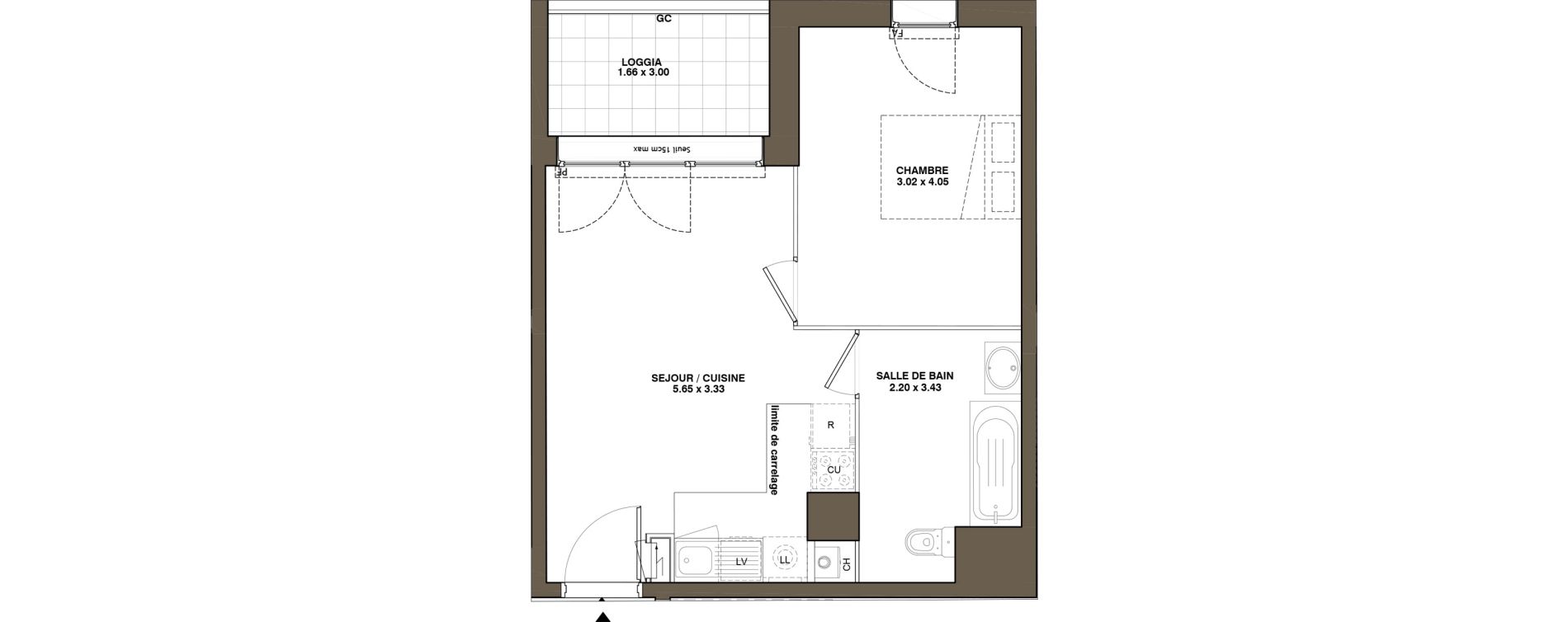 Appartement T2 de 40,24 m2 &agrave; La Chapelle-Sur-Erdre Plessis - coutanci&egrave;re