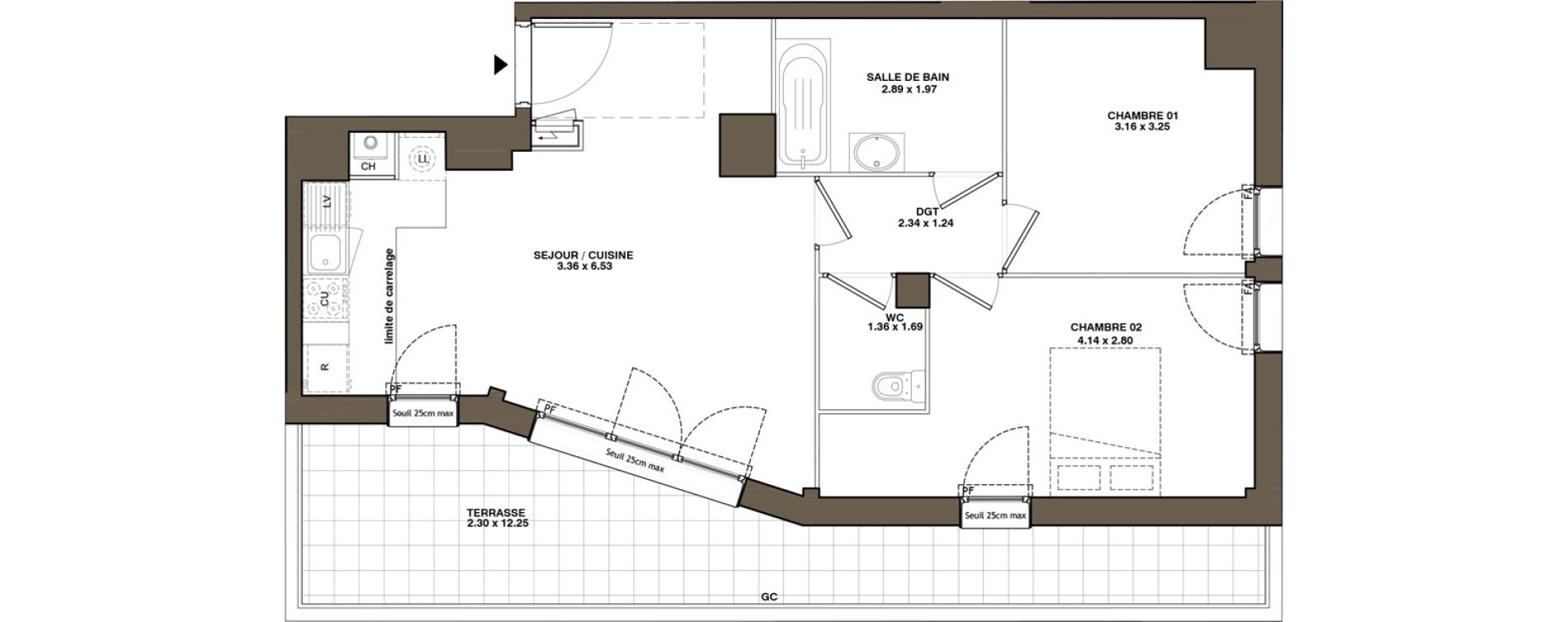 Appartement T3 de 60,68 m2 &agrave; La Chapelle-Sur-Erdre Plessis - coutanci&egrave;re