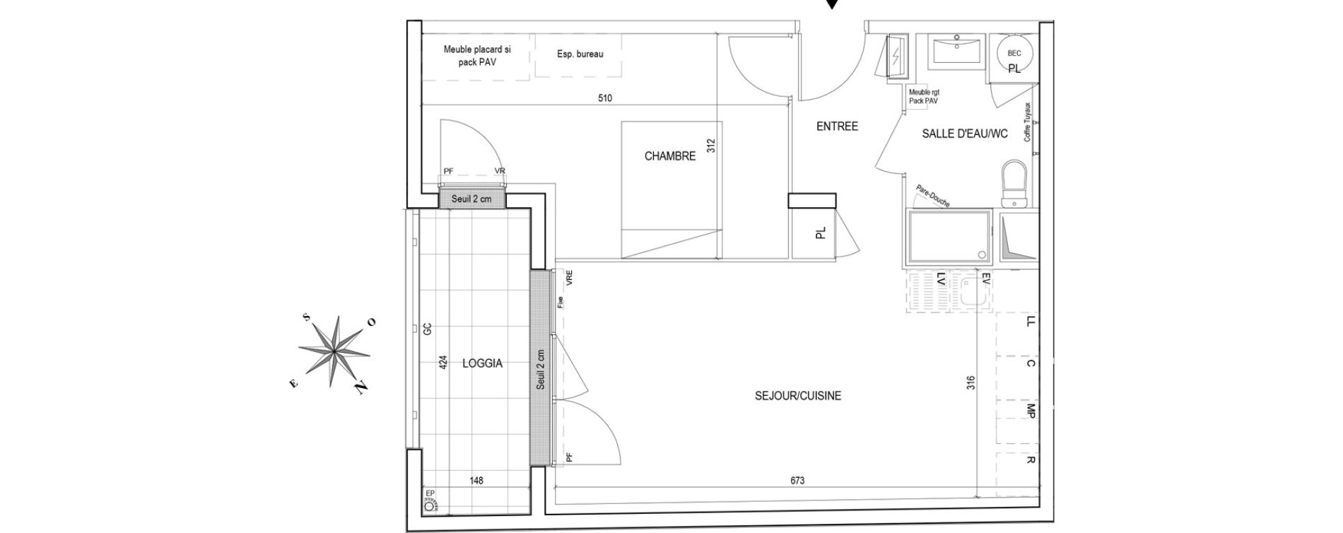 Appartement T2 de 46,00 m2 &agrave; La Chapelle-Sur-Erdre Centre ville