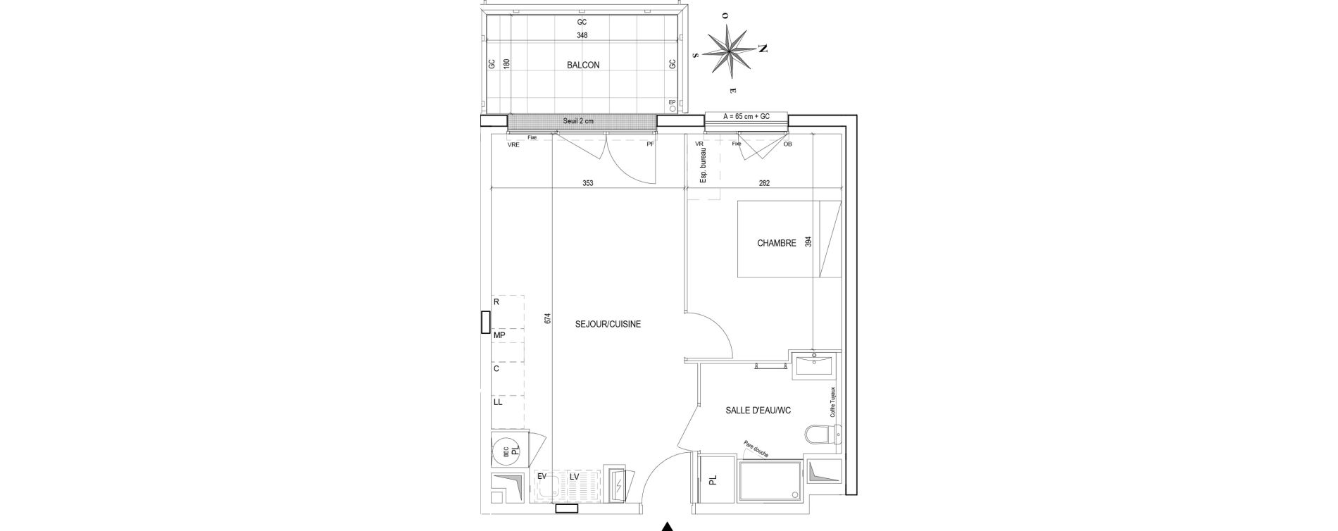 Appartement T2 de 41,25 m2 &agrave; La Chapelle-Sur-Erdre Centre ville