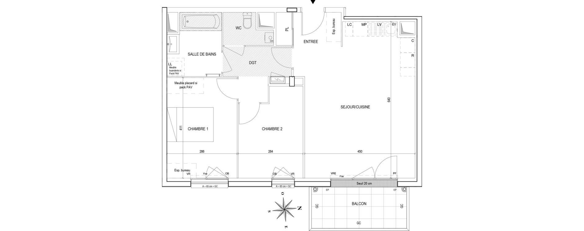 Appartement T3 de 64,15 m2 &agrave; La Chapelle-Sur-Erdre Centre ville
