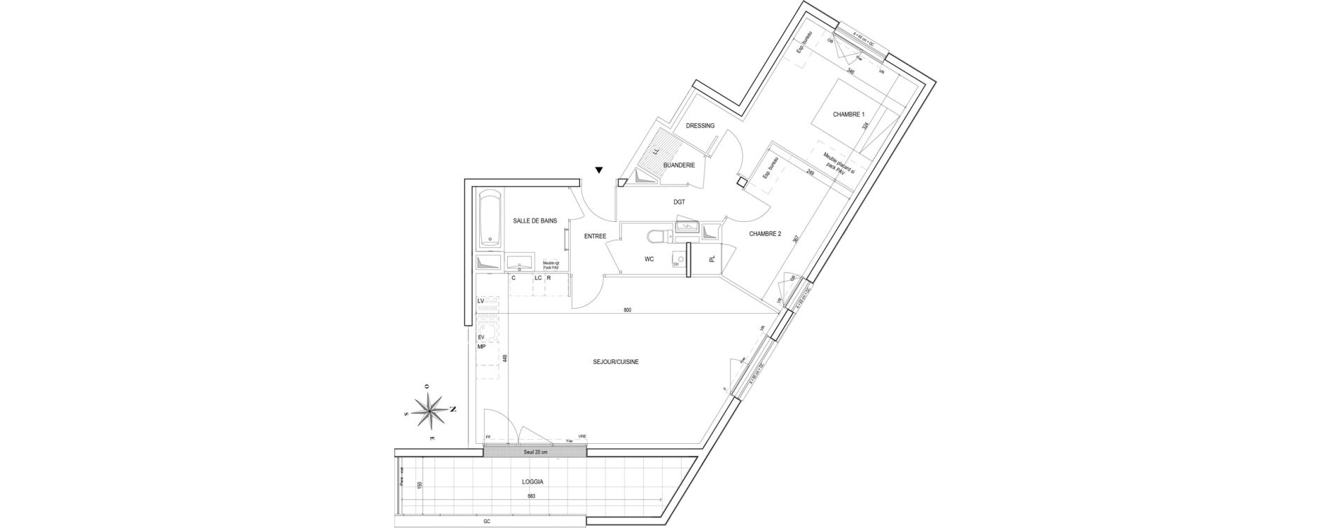 Appartement T3 de 69,65 m2 &agrave; La Chapelle-Sur-Erdre Centre ville