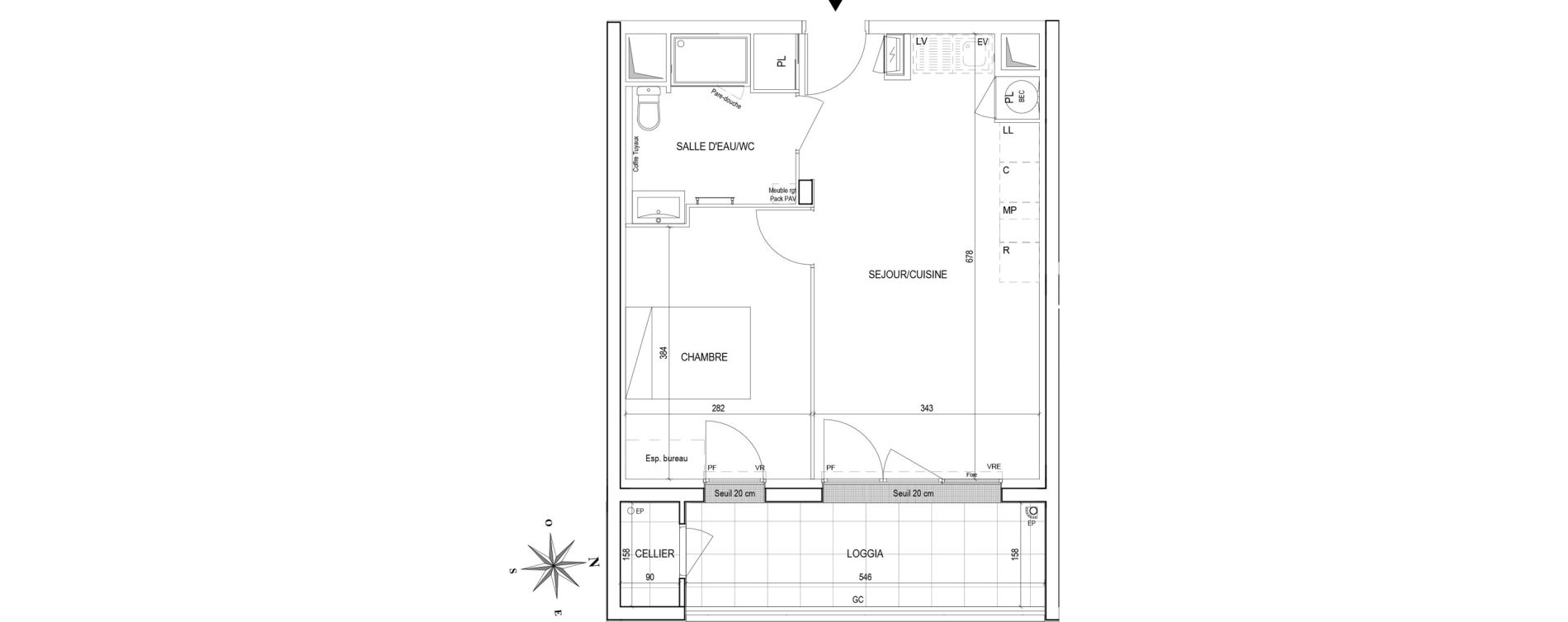 Appartement T2 de 40,80 m2 &agrave; La Chapelle-Sur-Erdre Centre ville