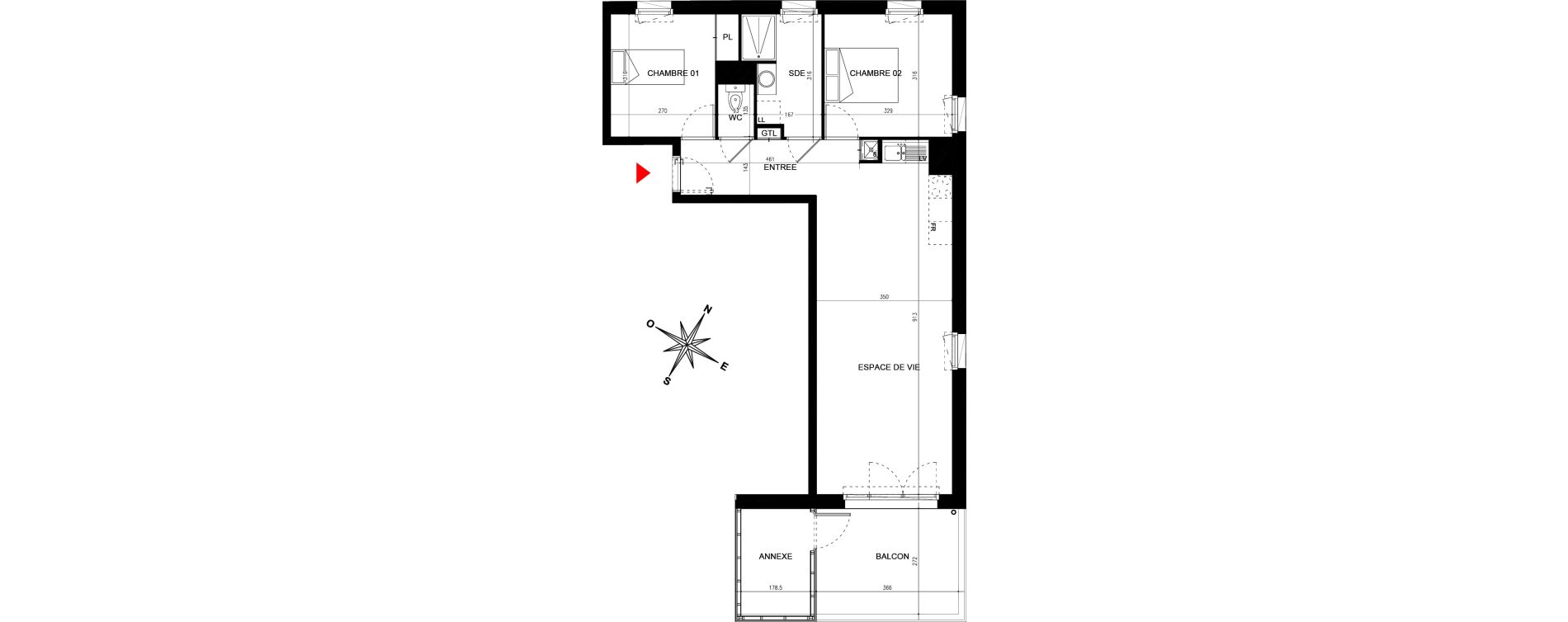 Appartement T3 de 62,70 m2 &agrave; La Chapelle-Sur-Erdre Plessis - coutanci&egrave;re