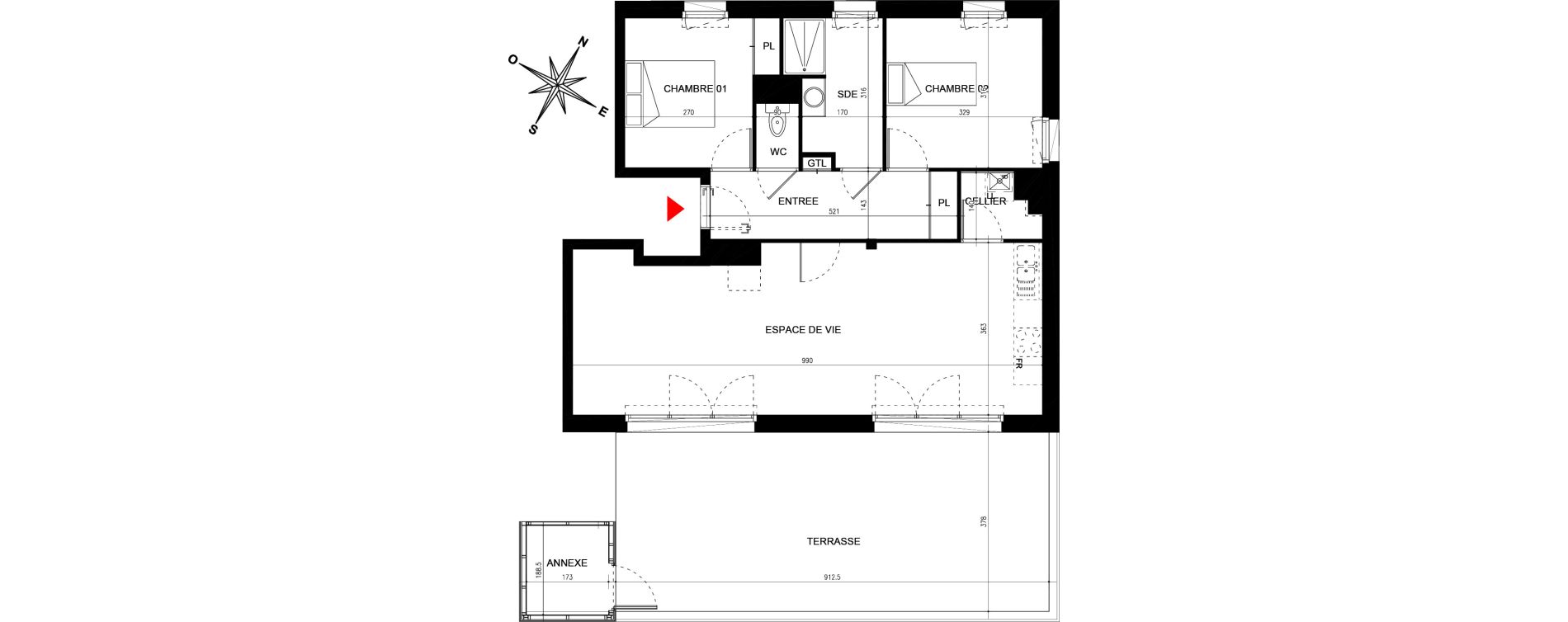 Appartement T3 de 70,40 m2 &agrave; La Chapelle-Sur-Erdre Plessis - coutanci&egrave;re