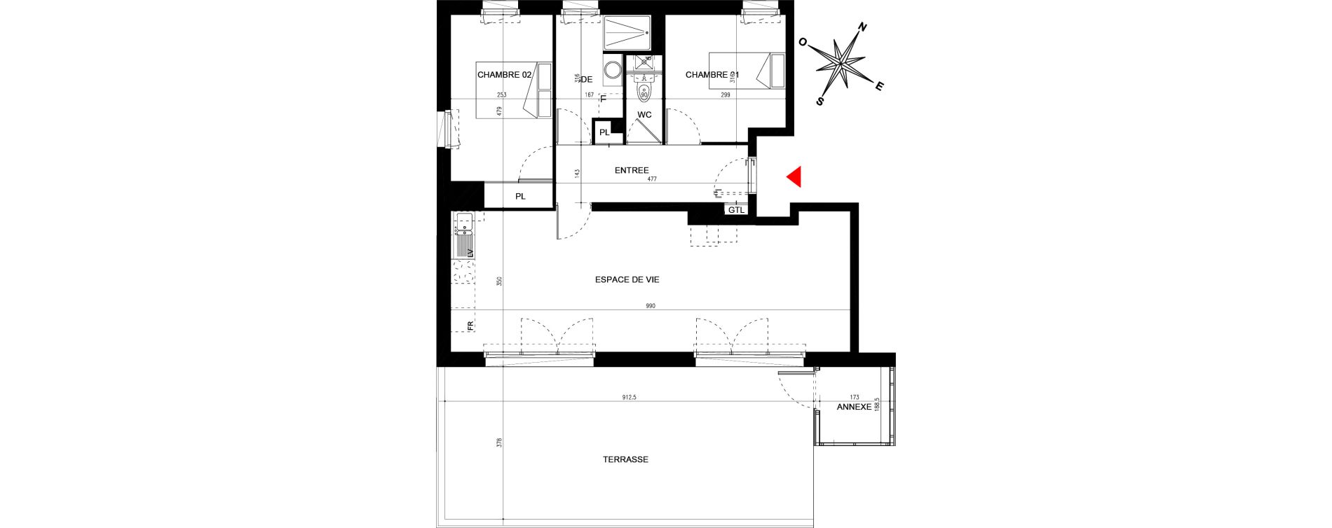 Appartement T3 de 68,50 m2 &agrave; La Chapelle-Sur-Erdre Plessis - coutanci&egrave;re