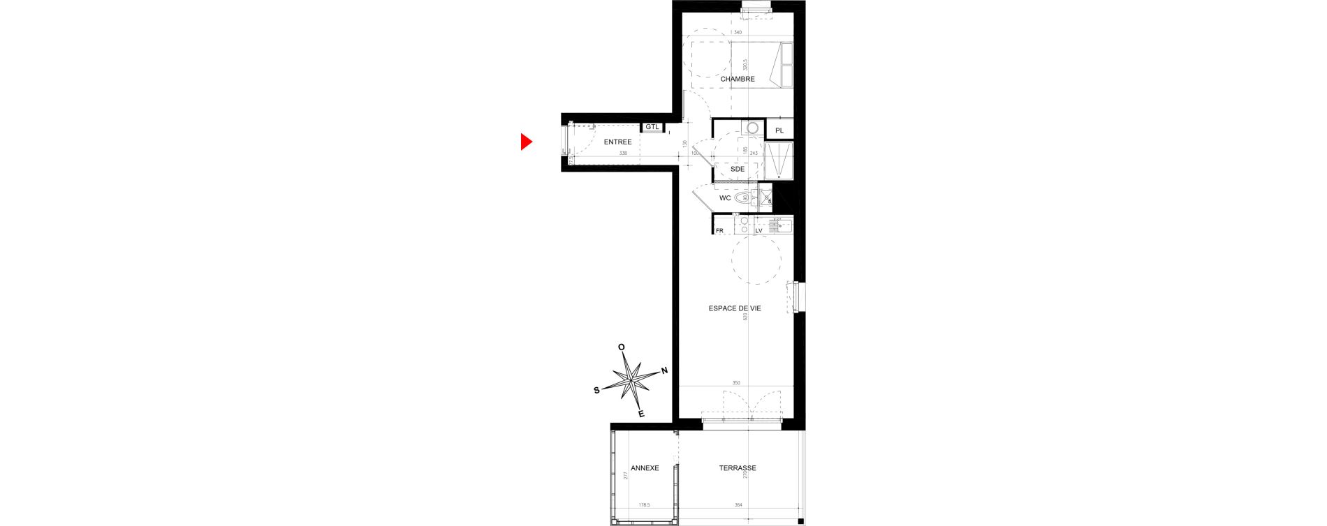 Appartement T2 de 45,30 m2 &agrave; La Chapelle-Sur-Erdre Plessis - coutanci&egrave;re