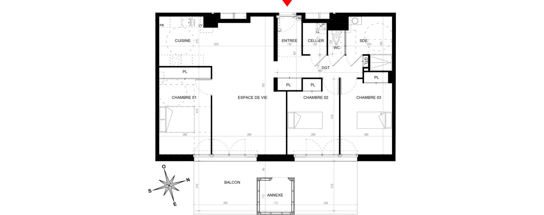 Appartement T4 de 88,10 m2 &agrave; La Chapelle-Sur-Erdre Plessis - coutanci&egrave;re