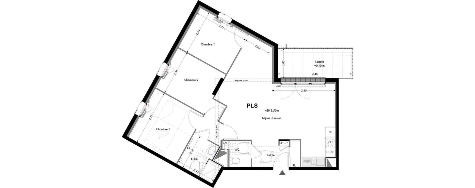 Appartement T4 de 75,90 m2 &agrave; La Chapelle-Sur-Erdre Centre ville