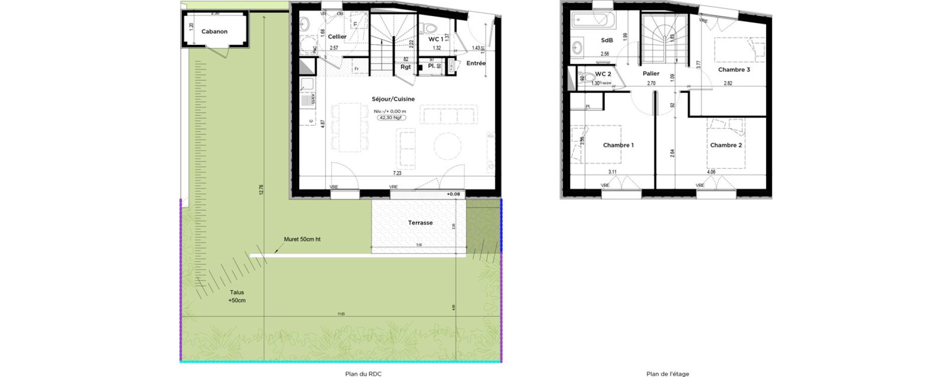 Maison T4 de 84,11 m2 &agrave; La Chapelle-Sur-Erdre Centre ville