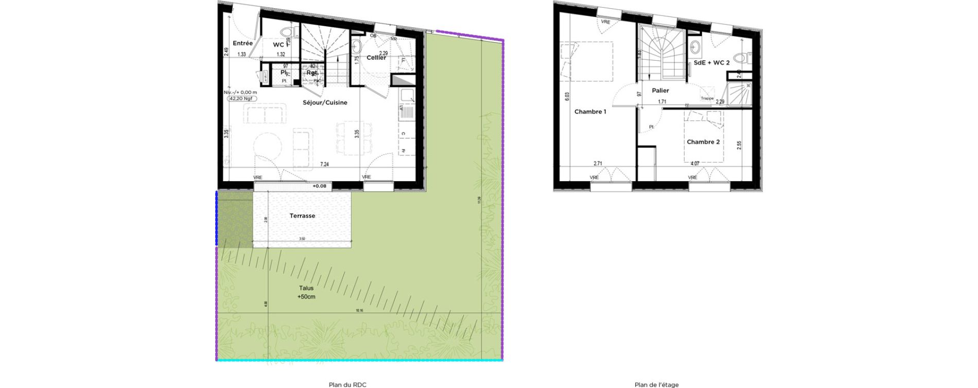 Maison T3 de 66,85 m2 &agrave; La Chapelle-Sur-Erdre Centre ville