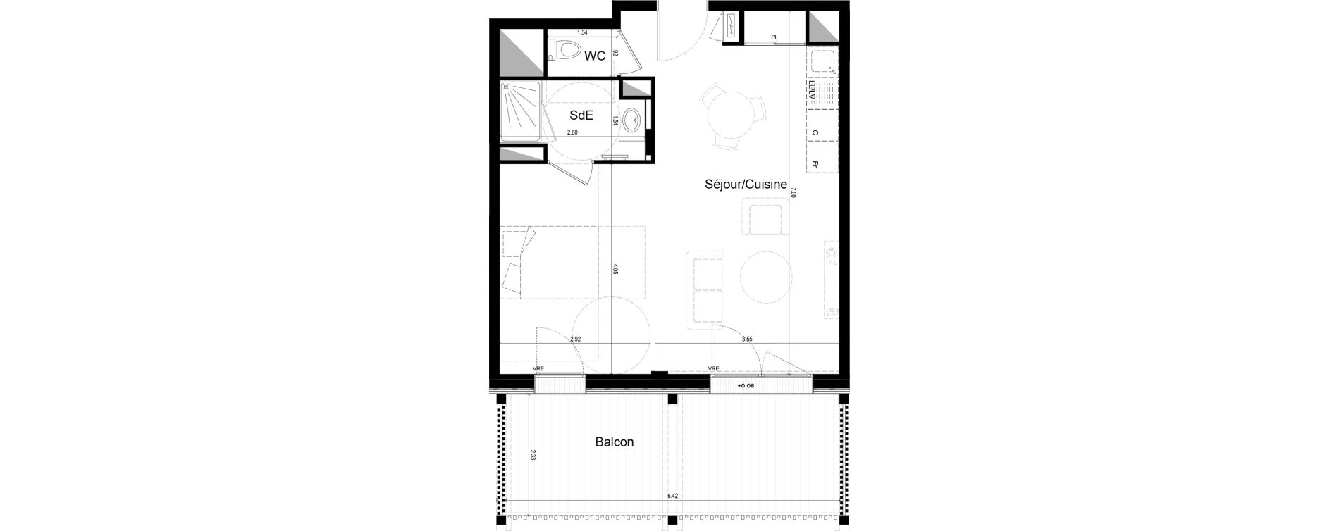 Appartement T1 de 42,06 m2 &agrave; La Chapelle-Sur-Erdre Centre ville