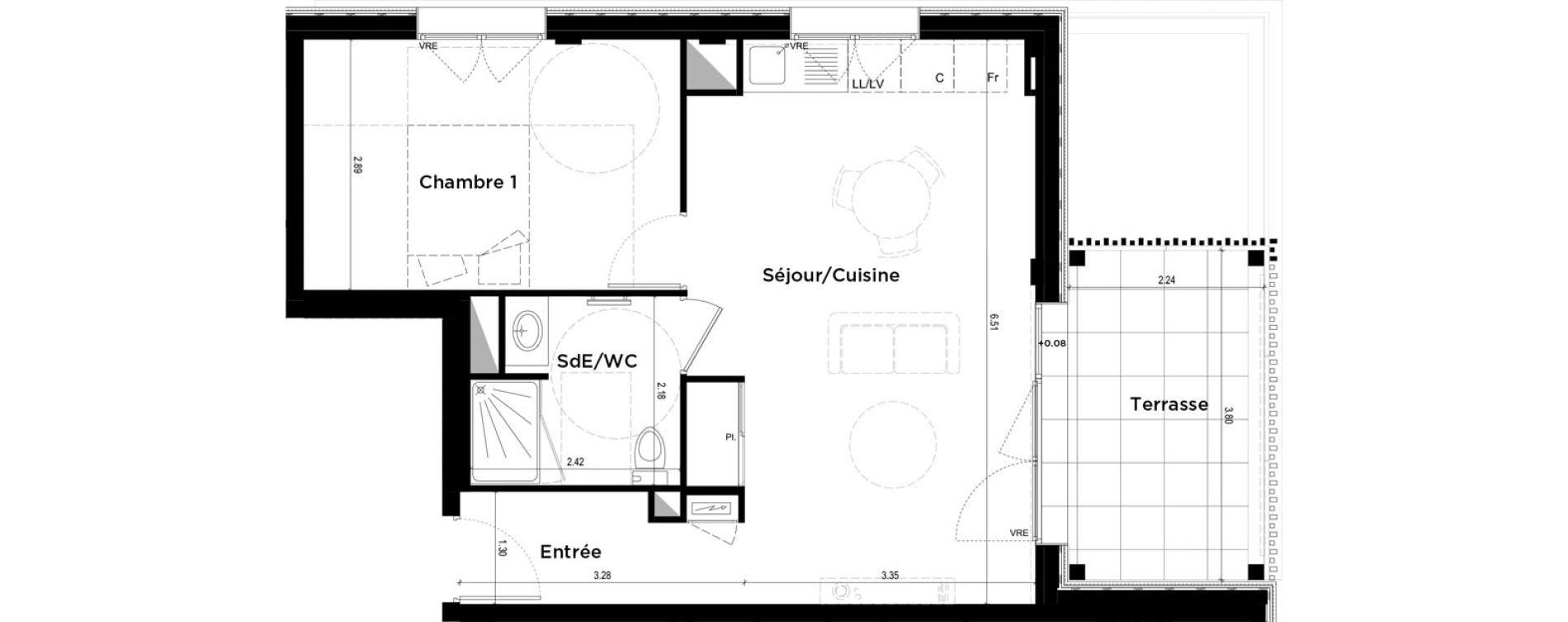 Appartement T2 de 45,96 m2 &agrave; La Chapelle-Sur-Erdre Centre ville