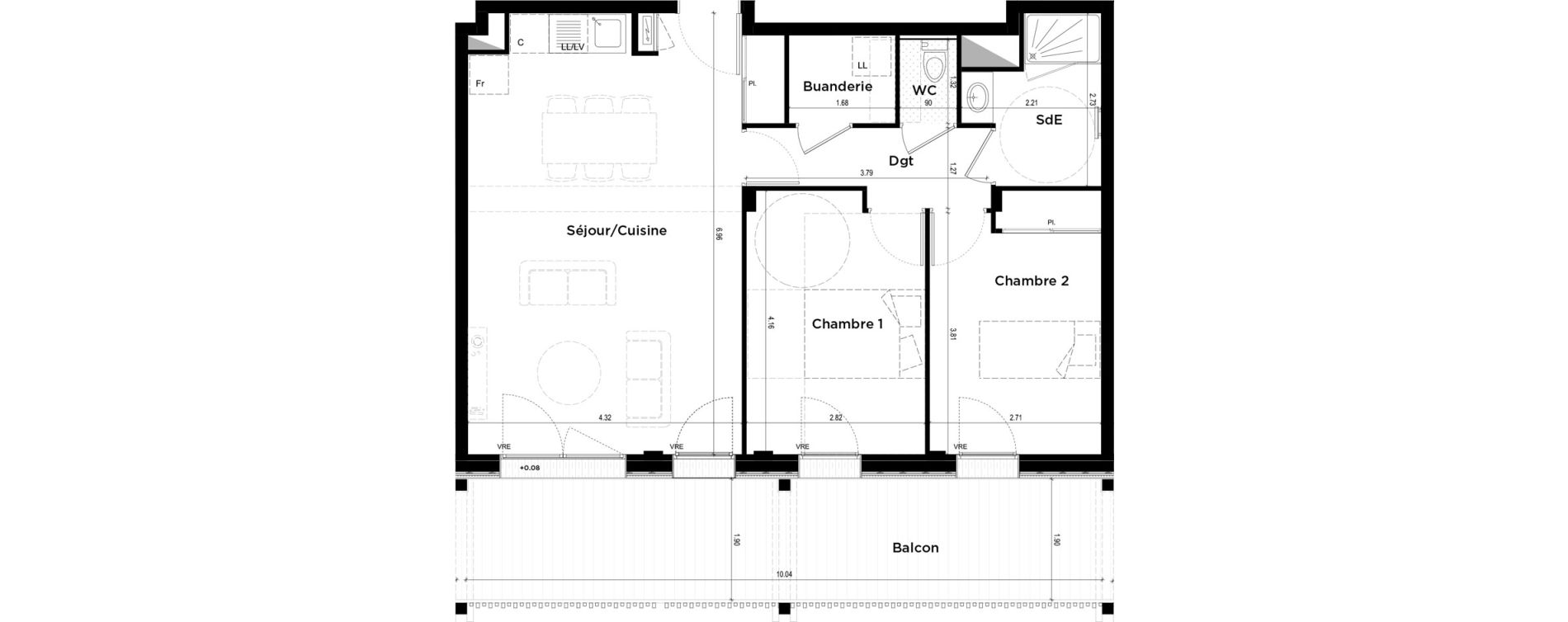 Appartement T3 de 64,77 m2 &agrave; La Chapelle-Sur-Erdre Centre ville