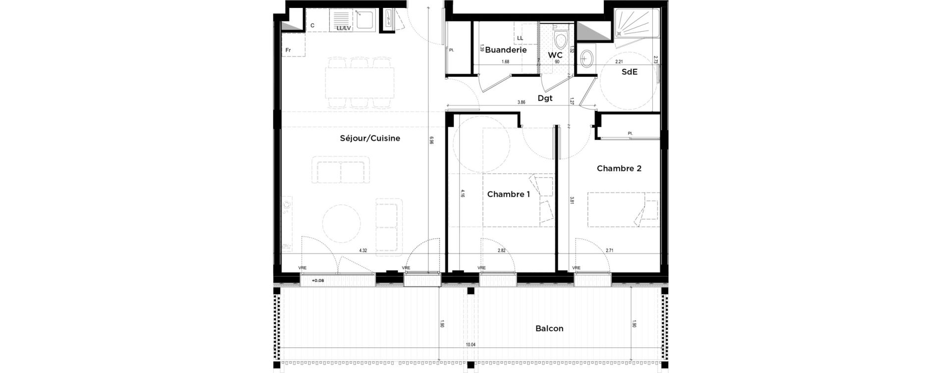 Appartement T3 de 64,70 m2 &agrave; La Chapelle-Sur-Erdre Centre ville