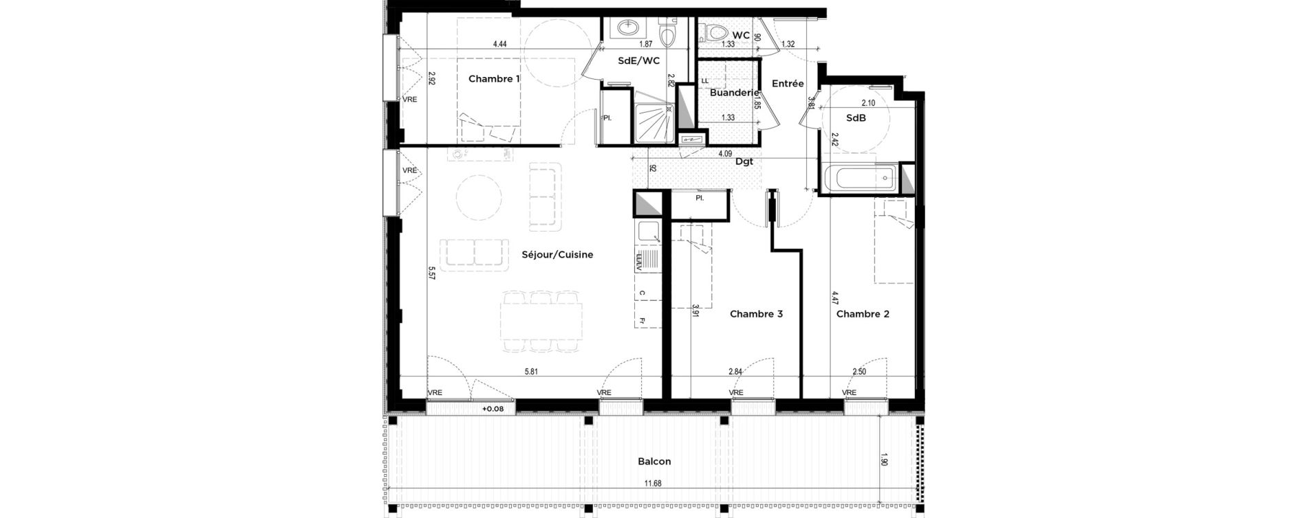 Appartement T4 de 88,12 m2 &agrave; La Chapelle-Sur-Erdre Centre ville