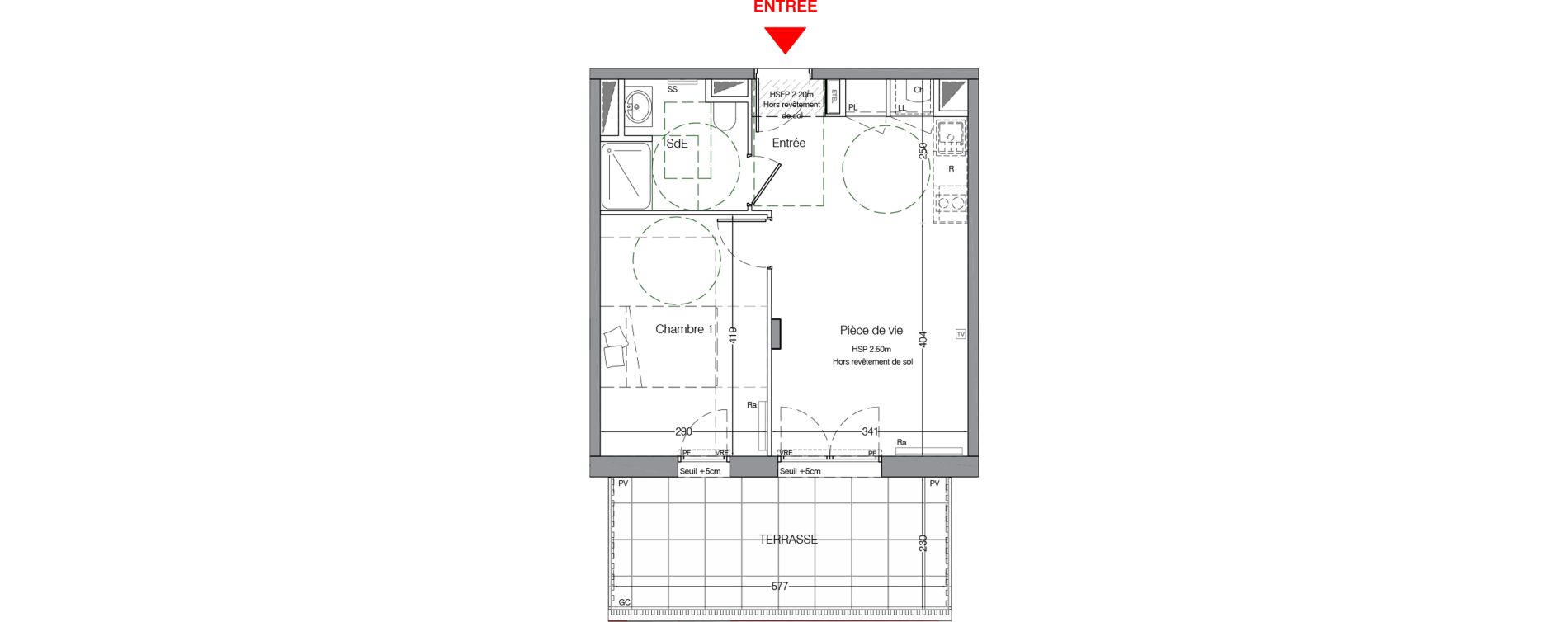 Appartement T2 de 39,70 m2 &agrave; La Chapelle-Sur-Erdre Centre ville