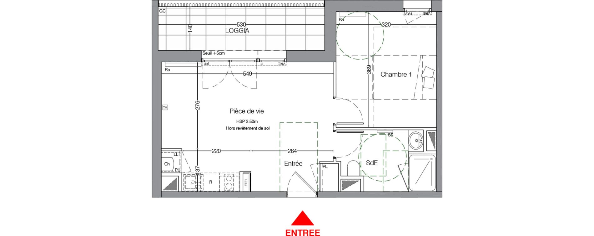 Appartement T2 de 39,30 m2 &agrave; La Chapelle-Sur-Erdre Centre ville