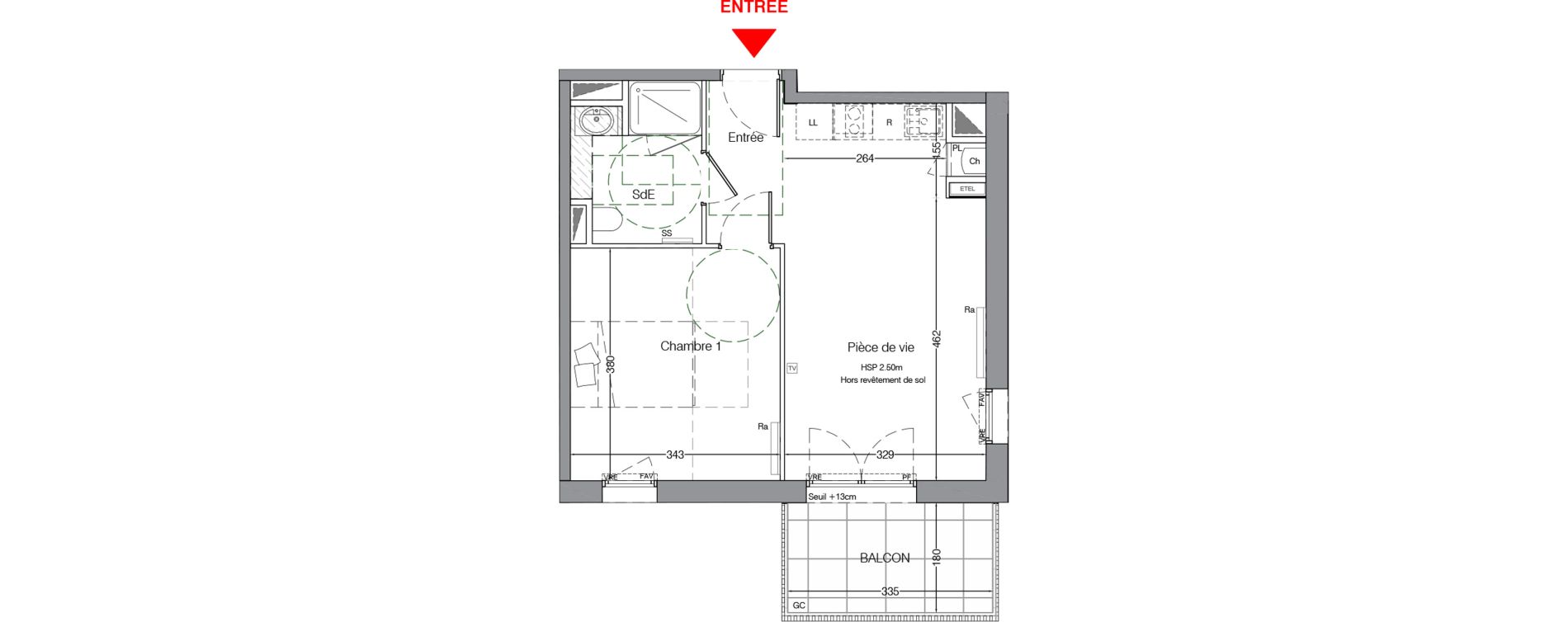 Appartement T2 de 41,20 m2 &agrave; La Chapelle-Sur-Erdre Centre ville