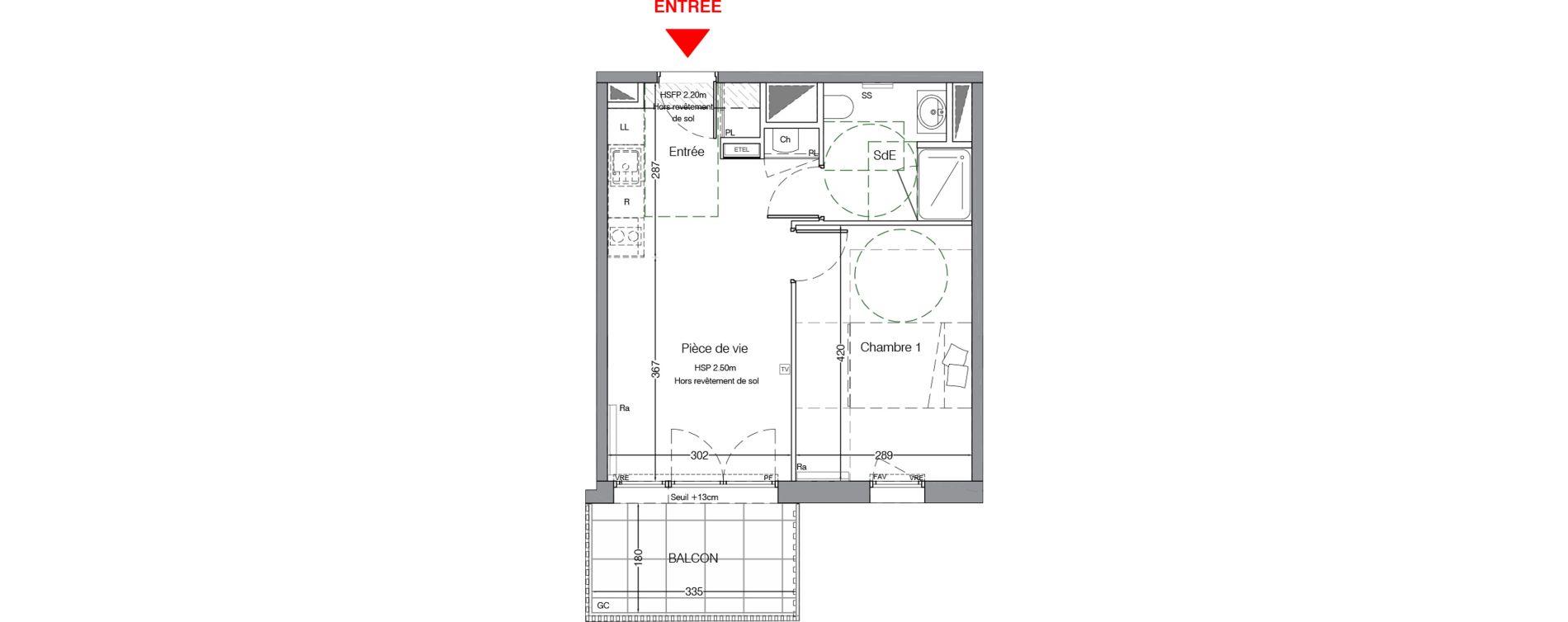 Appartement T2 de 36,60 m2 &agrave; La Chapelle-Sur-Erdre Centre ville