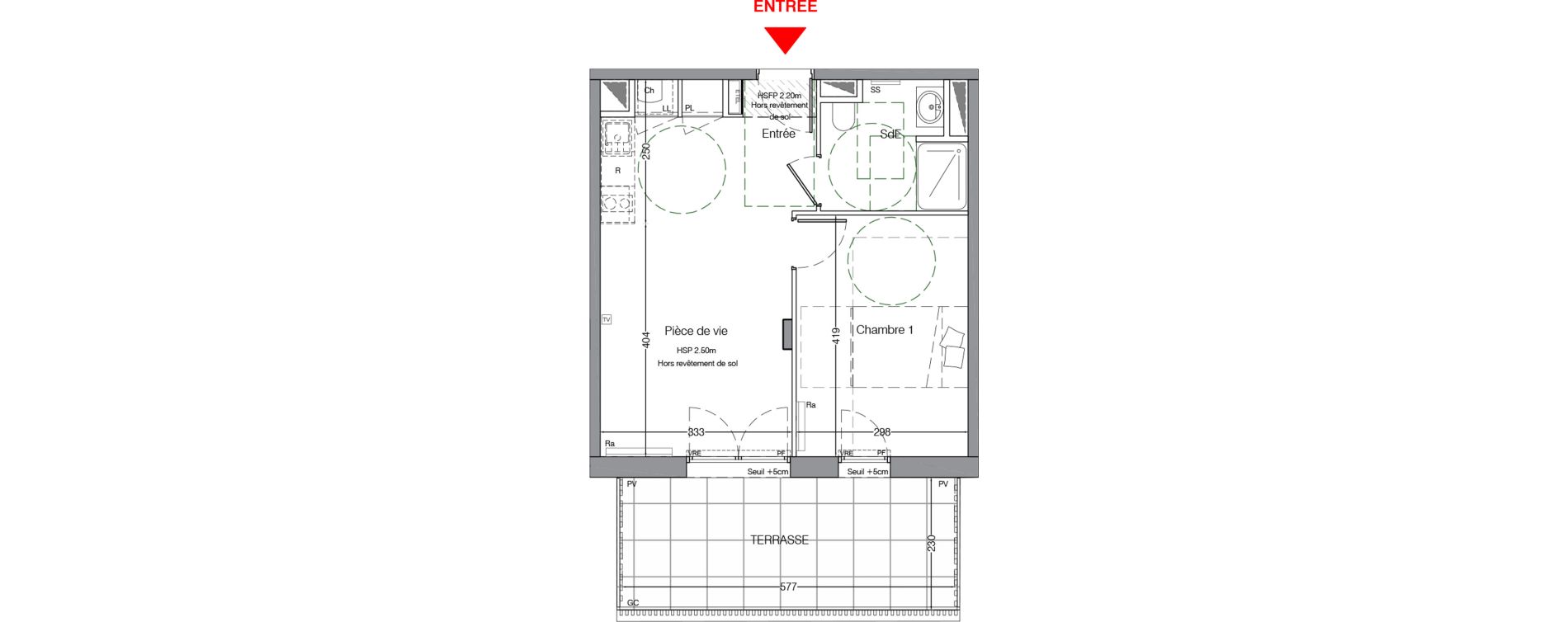 Appartement T2 de 39,70 m2 &agrave; La Chapelle-Sur-Erdre Centre ville