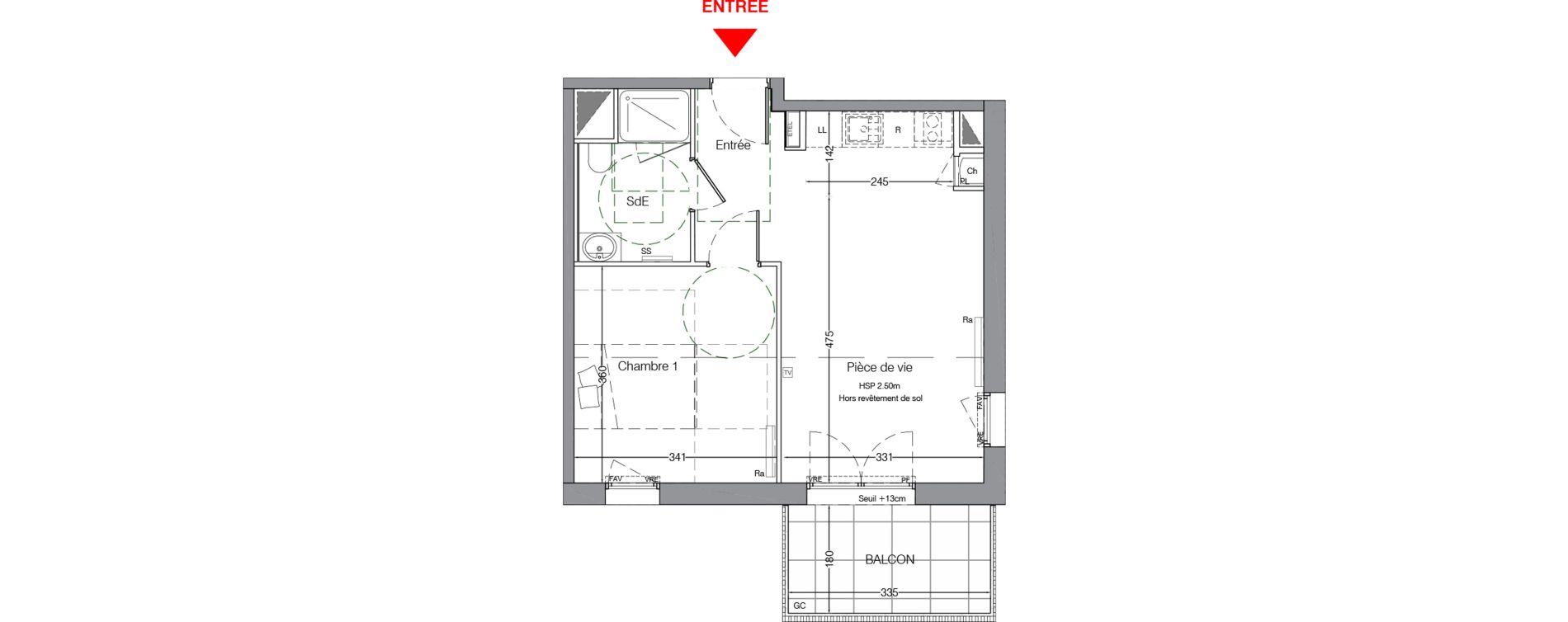 Appartement T2 de 40,90 m2 &agrave; La Chapelle-Sur-Erdre Centre ville