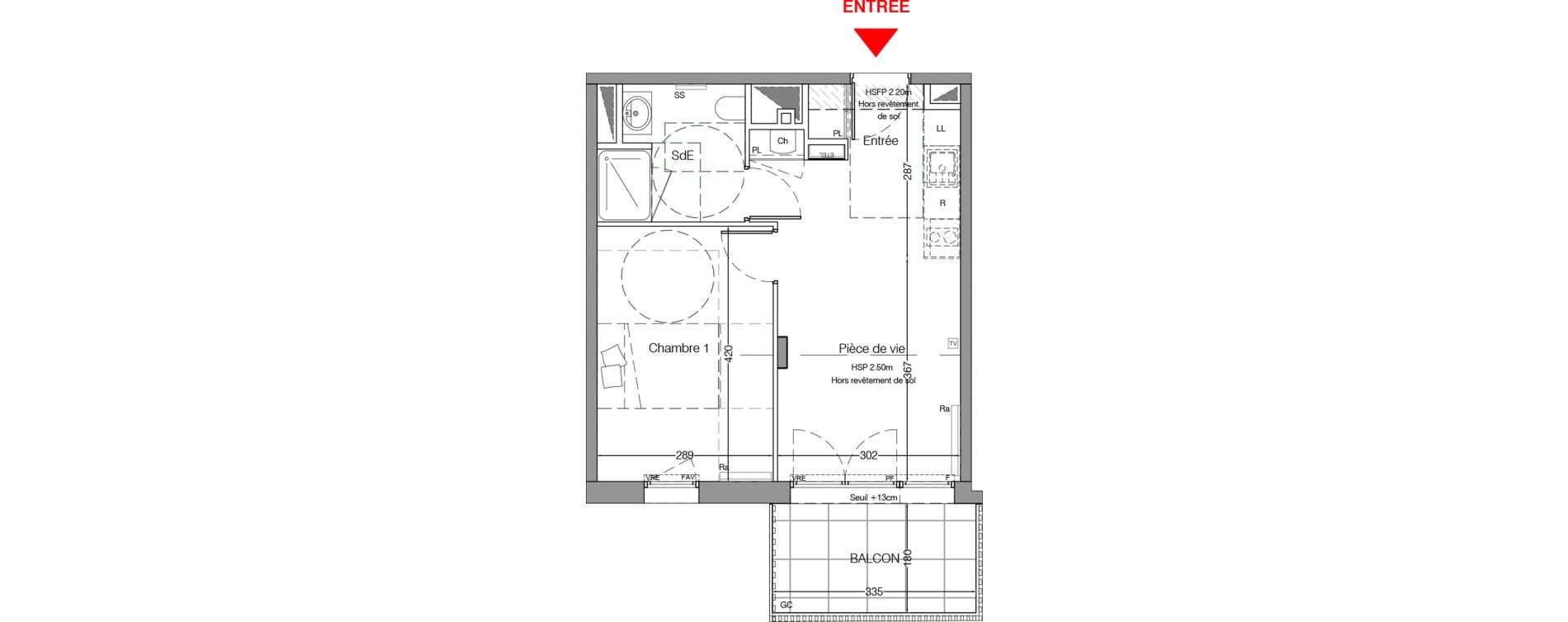 Appartement T2 de 36,70 m2 &agrave; La Chapelle-Sur-Erdre Centre ville