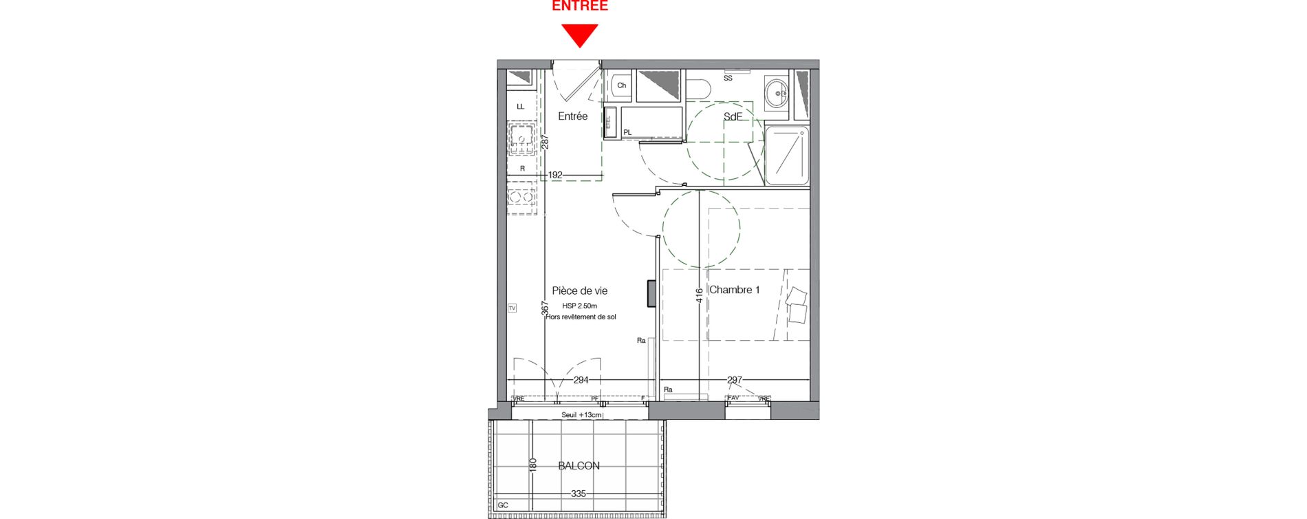 Appartement T2 de 36,60 m2 &agrave; La Chapelle-Sur-Erdre Centre ville