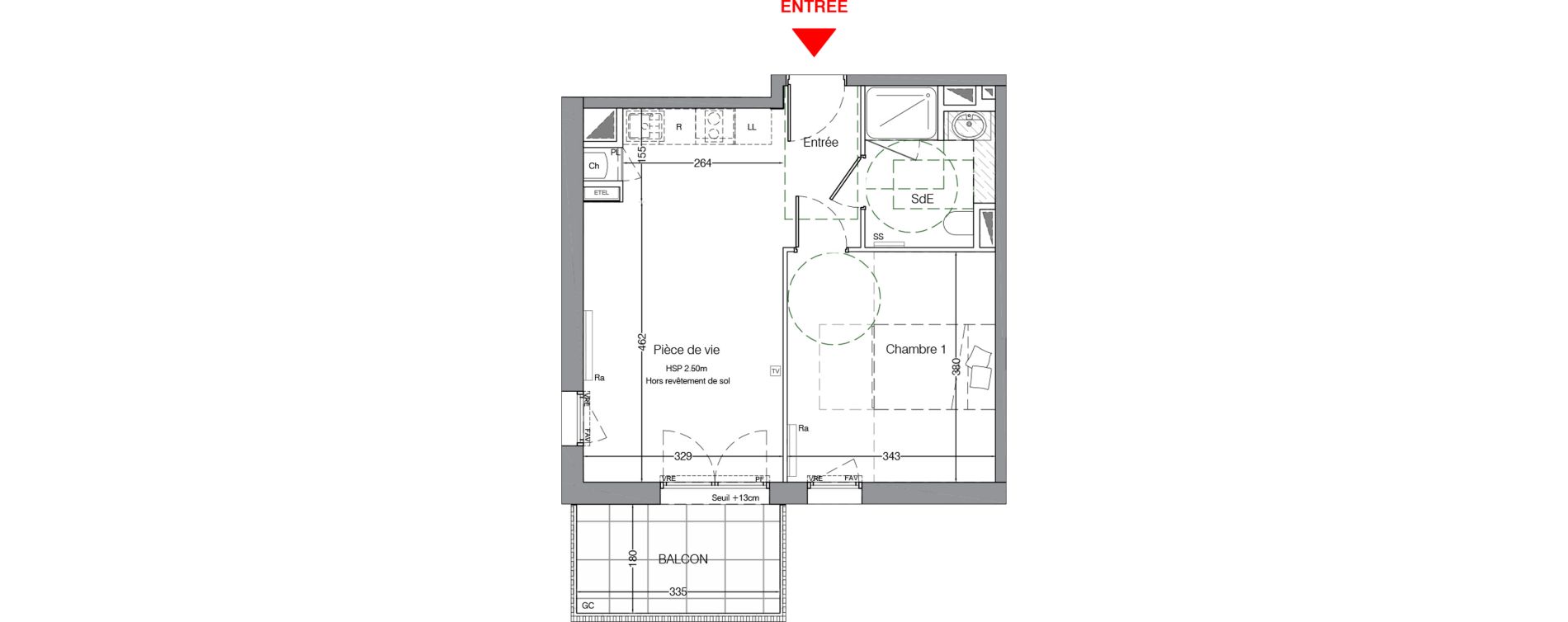 Appartement T2 de 41,10 m2 &agrave; La Chapelle-Sur-Erdre Centre ville