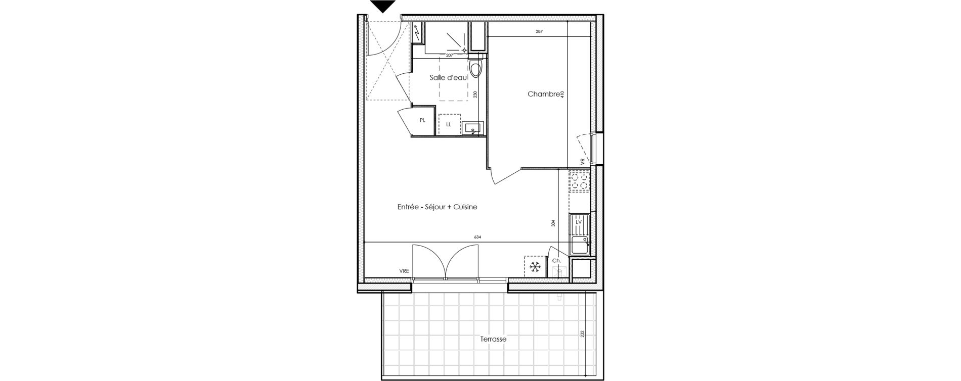 Appartement T2 de 43,79 m2 &agrave; La Chevroli&egrave;re Centre