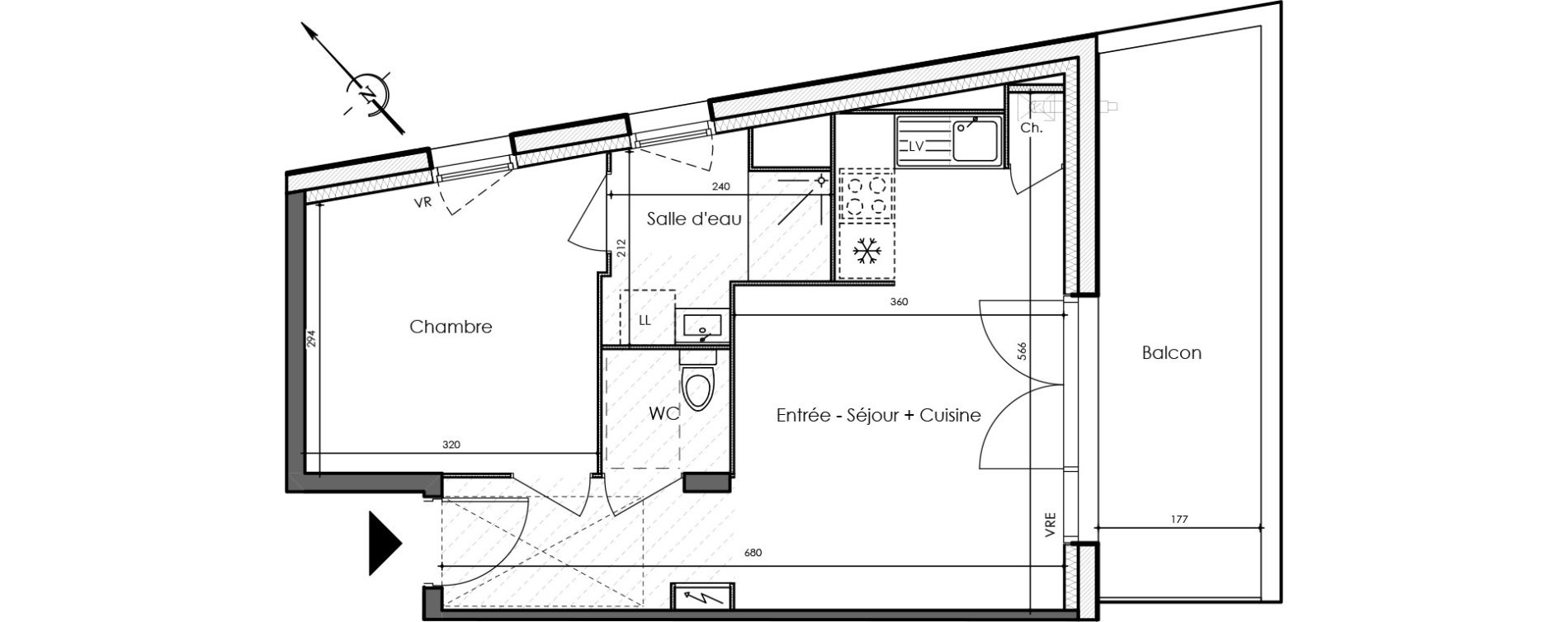 Appartement T2 de 38,65 m2 &agrave; La Chevroli&egrave;re Centre