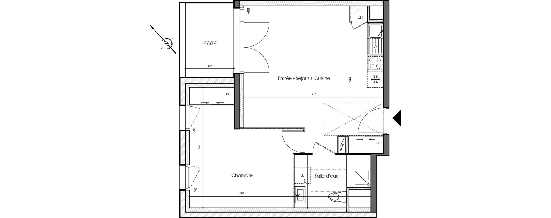 Appartement T2 de 43,77 m2 &agrave; La Chevroli&egrave;re Centre