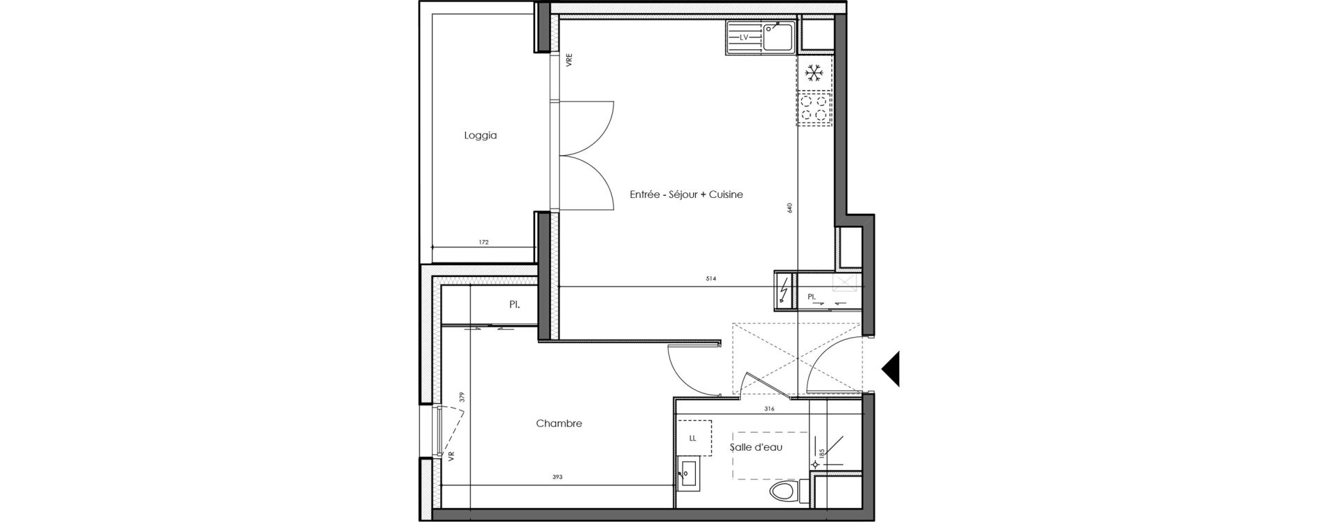 Appartement T2 de 46,01 m2 &agrave; La Chevroli&egrave;re Centre