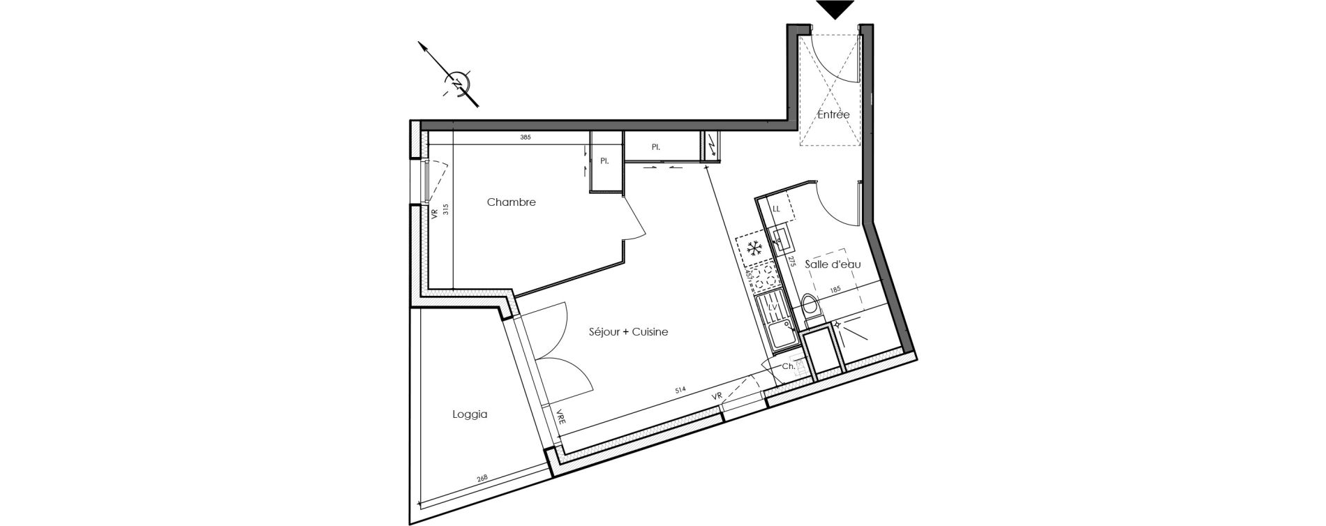 Appartement T2 de 44,75 m2 &agrave; La Chevroli&egrave;re Centre