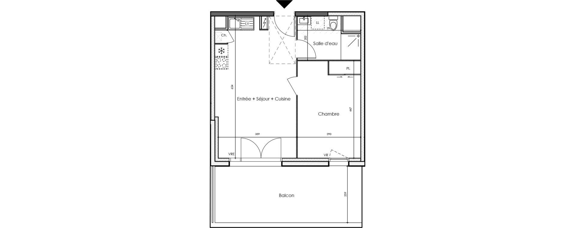 Appartement T2 de 41,49 m2 &agrave; La Chevroli&egrave;re Centre