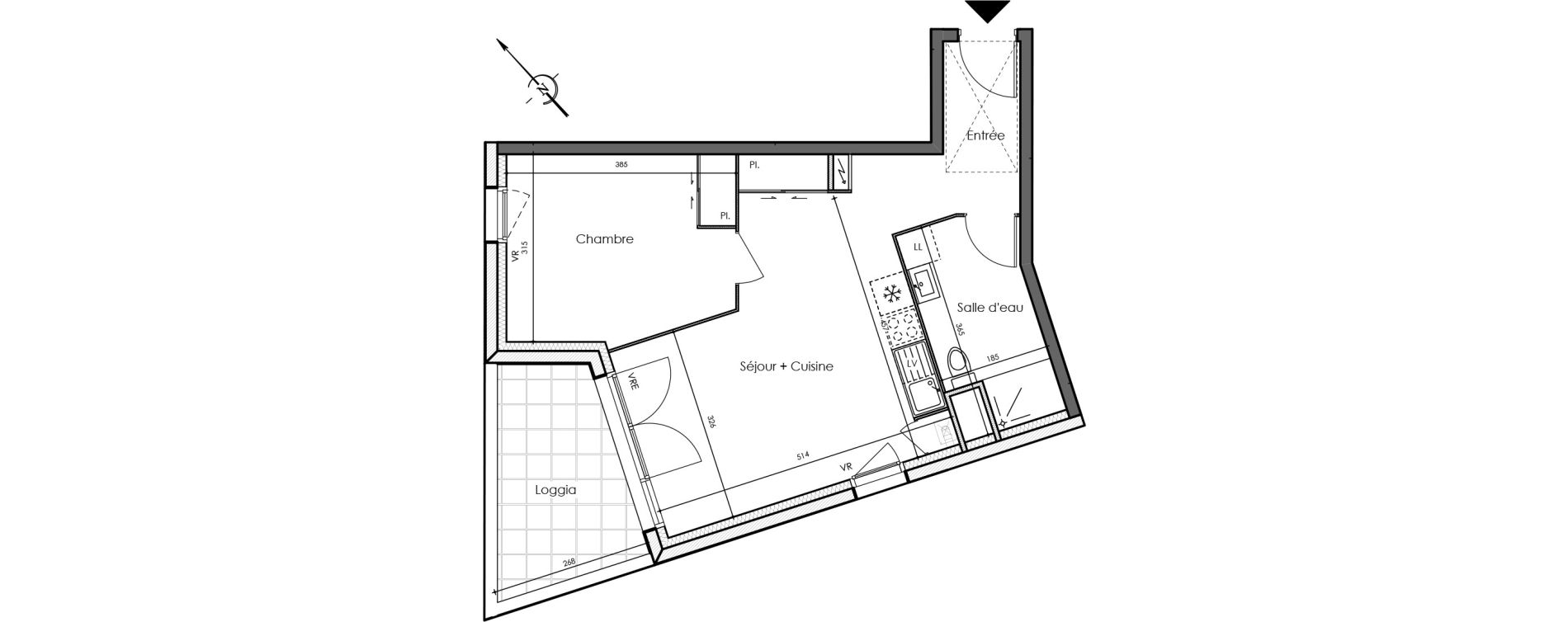 Appartement T2 de 44,75 m2 &agrave; La Chevroli&egrave;re Centre