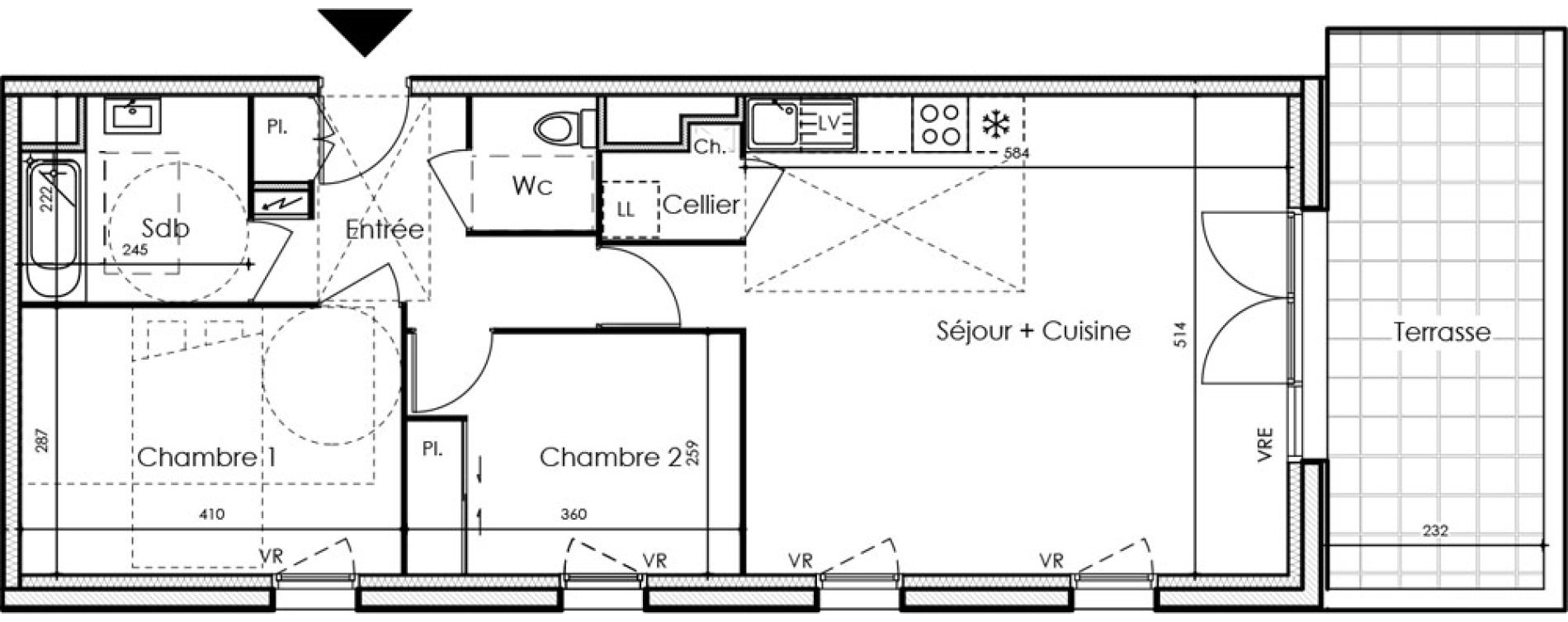Appartement T3 de 67,34 m2 &agrave; La Chevroli&egrave;re Centre