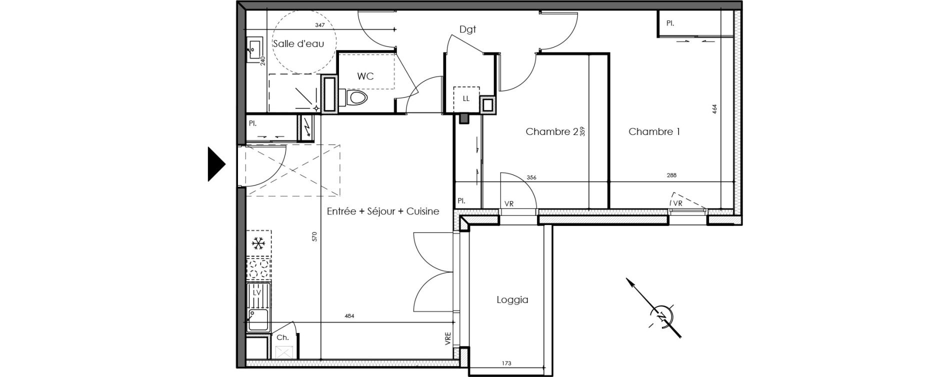 Appartement T3 de 67,07 m2 &agrave; La Chevroli&egrave;re Centre