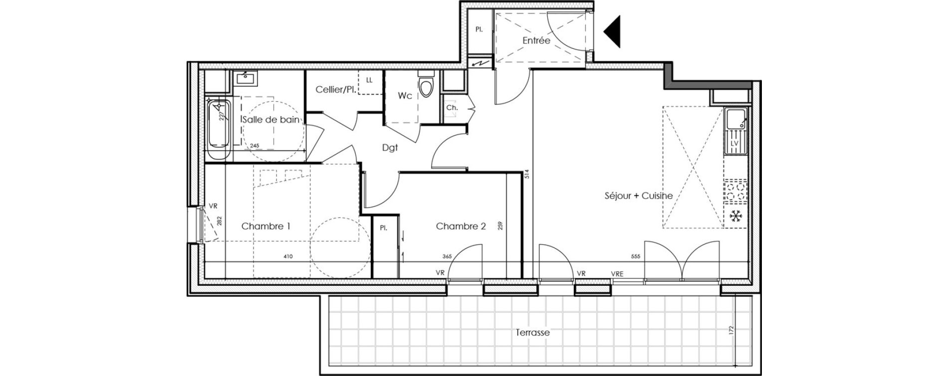 Appartement T3 de 69,00 m2 &agrave; La Chevroli&egrave;re Centre