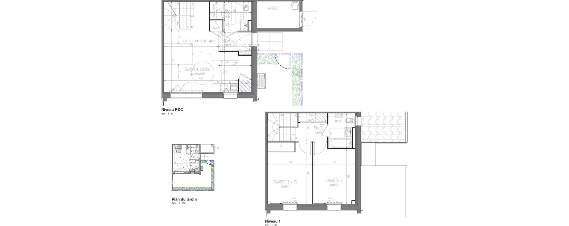 Villa T3 de 62,66 m2 &agrave; La Limouzini&egrave;re Centre