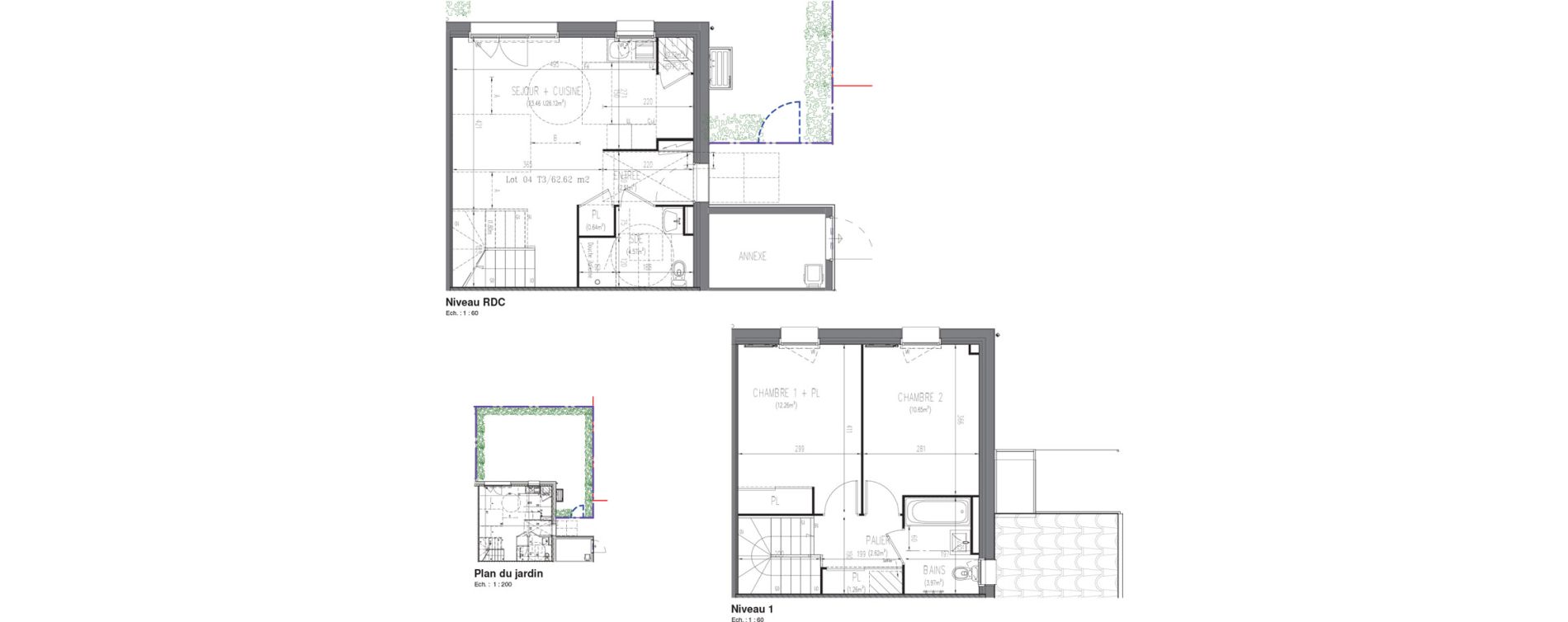 Villa T3 de 62,66 m2 &agrave; La Limouzini&egrave;re Centre